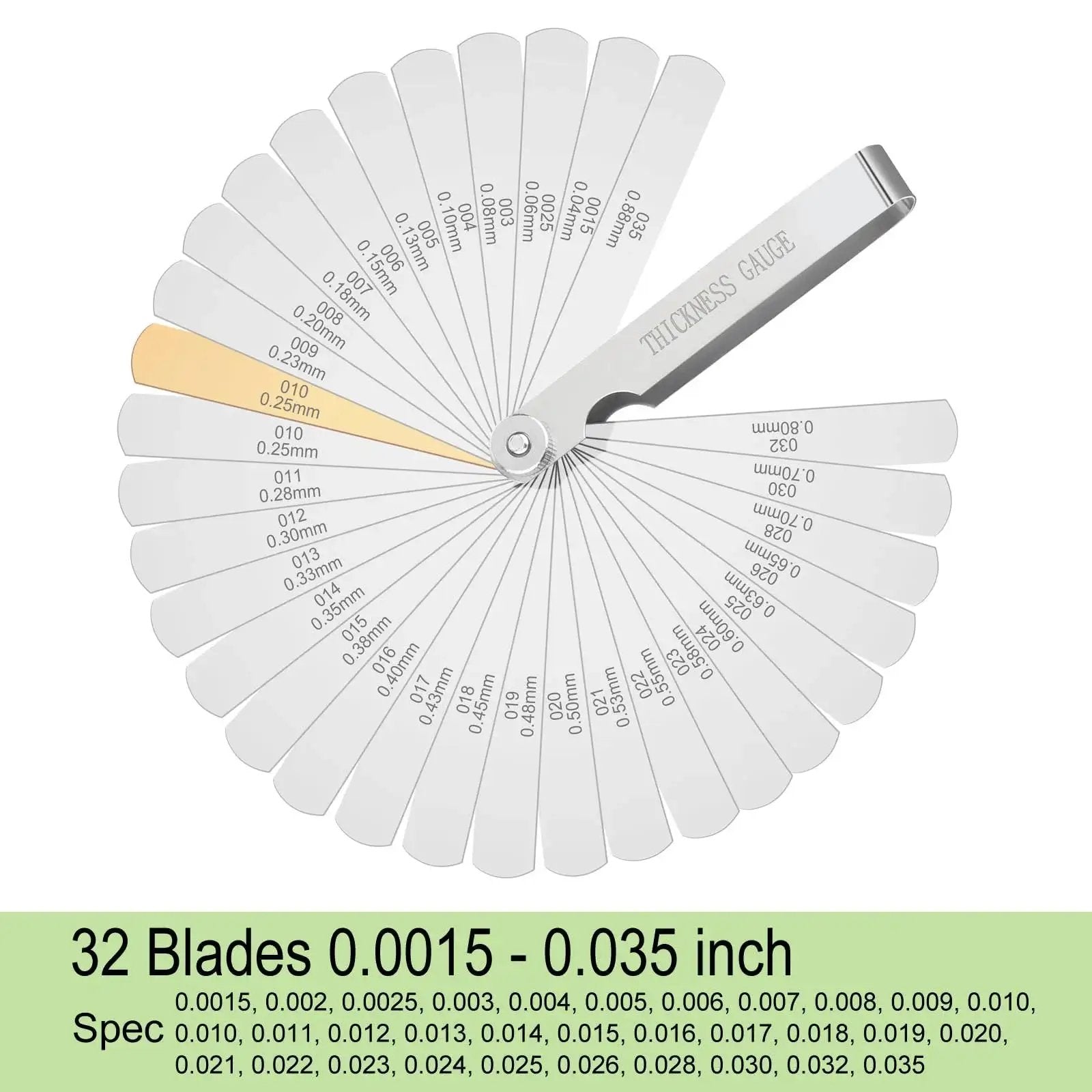Stainless Steel Feeler Gauge Set With 32 Blades For Precise Valve And Spark Plug Gap Adjustment, Dual Metric And Imperial Readings