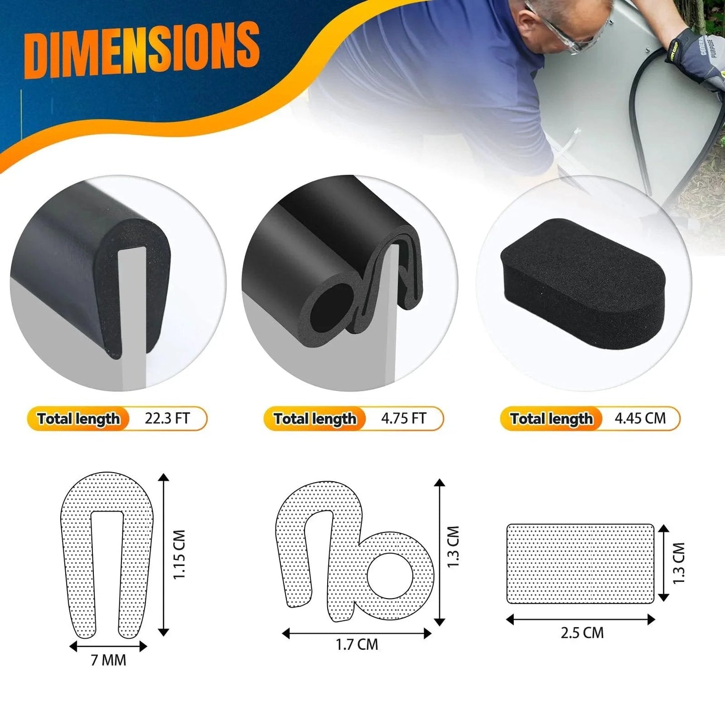 Basement Door Weatherstrip Kit For Bilco And Gordon Doors With Four Cap Seal Pads One Bulb Trim Gasket And One U Shaped Gasket Includes Five Year Free Replacement Easy Install dimensions