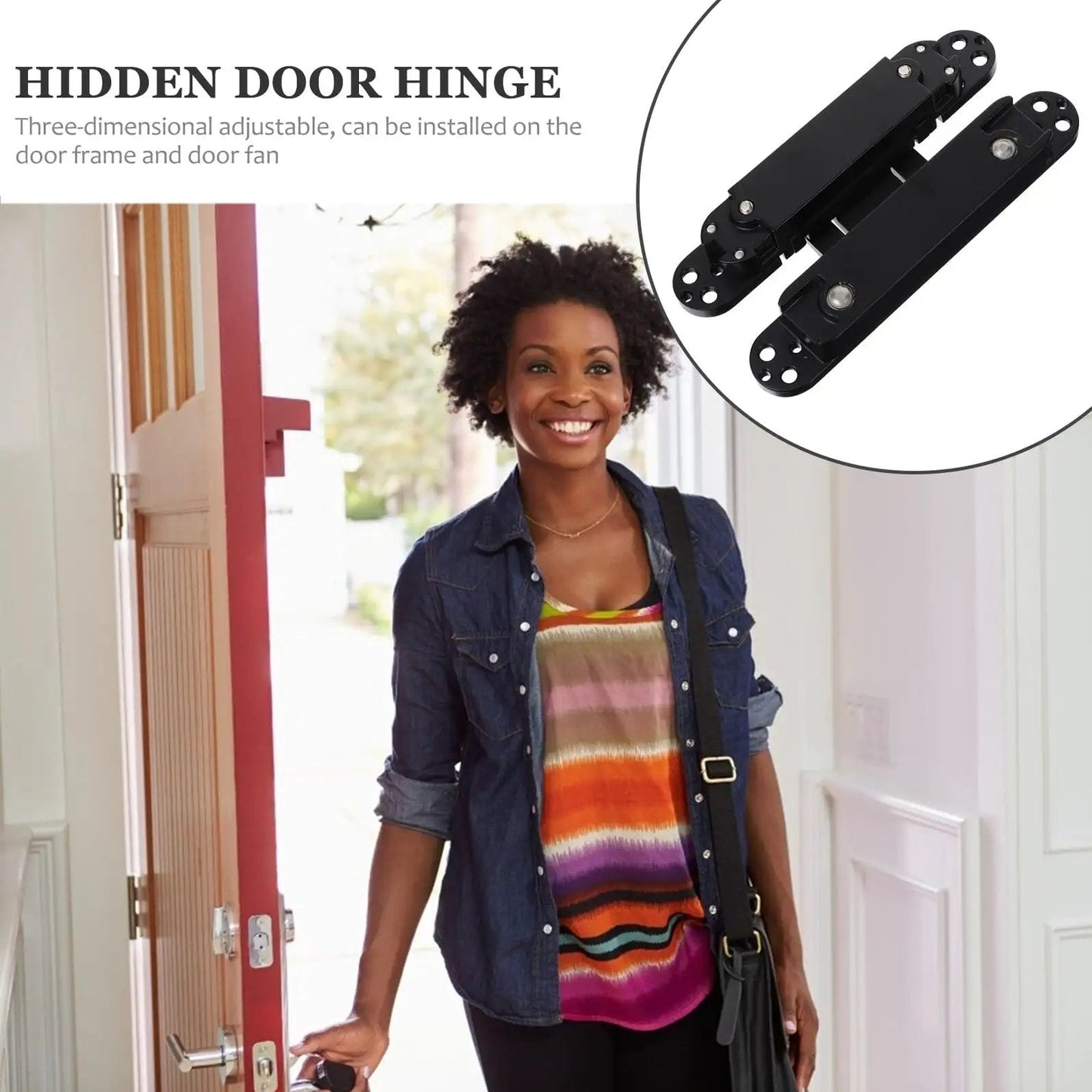Heavy Duty Metal Invisible Door Hinge 180 Degree Concealed Cross Swing For Wooden Doors Load Bearing Up To 40kg Black Titanium Finish.