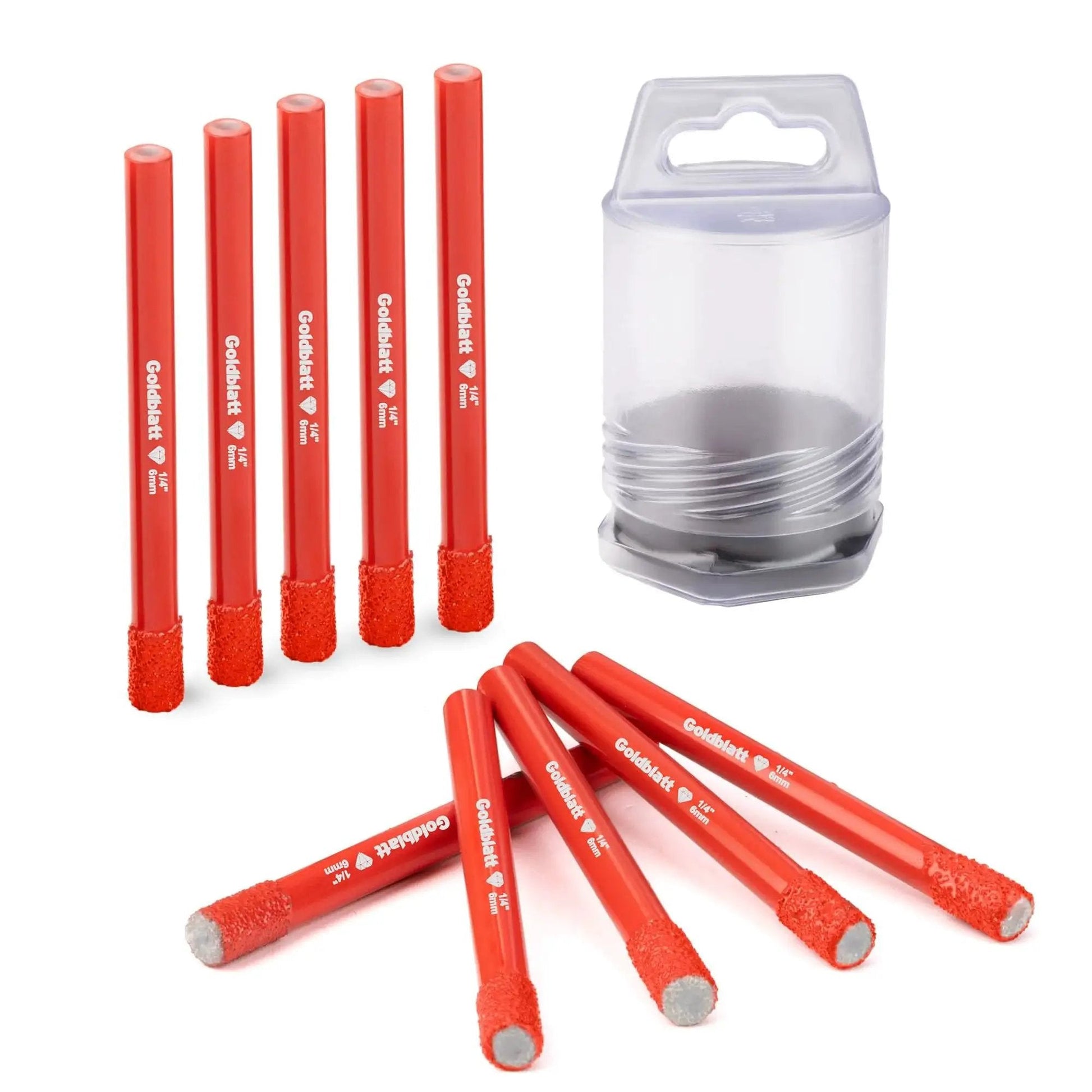Powerful 10 Piece Diamond Drill Bit Set with One Quarter Inch Shank 6mm Vacuum Brazed Diamond Hole Saw Kit for Porcelain Tile Ceramic