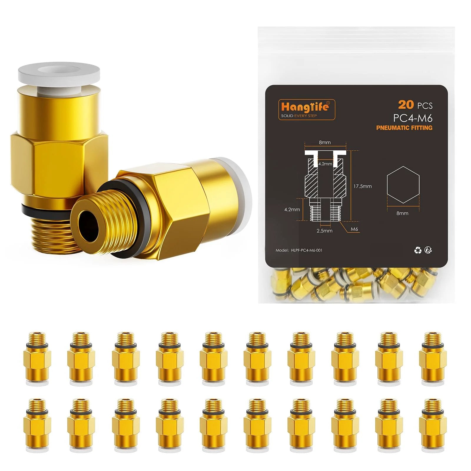 Push To Connect PC4 M6 Bowden PTFE Tube Fittings For 4mm Tubing Quick Connect Pneumatic Couplers 1.75mm Filament Compatible Pack