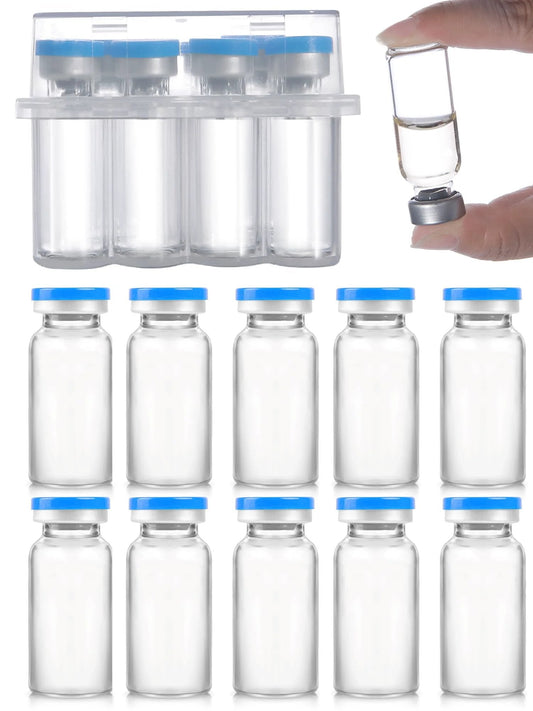 15ml Glass Vials With Self-Healing Injection Port And Sealed Cap, Sterile Empty Vials For Sample Replenishment And Storage, Borosilicate Thickened Glass For High And Low Temperature Resistance, 10 Pack