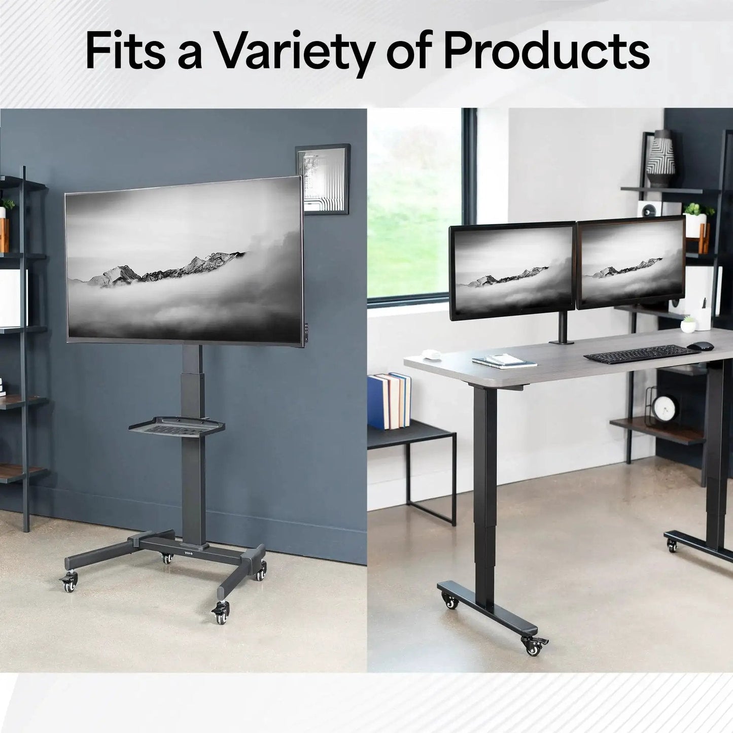 Mobile TV stand and desk using Heavy Duty 2 Inch M10 Threaded Locking Casters With Brakes 360 Degree Swivel Quiet Rolling All Floor Types