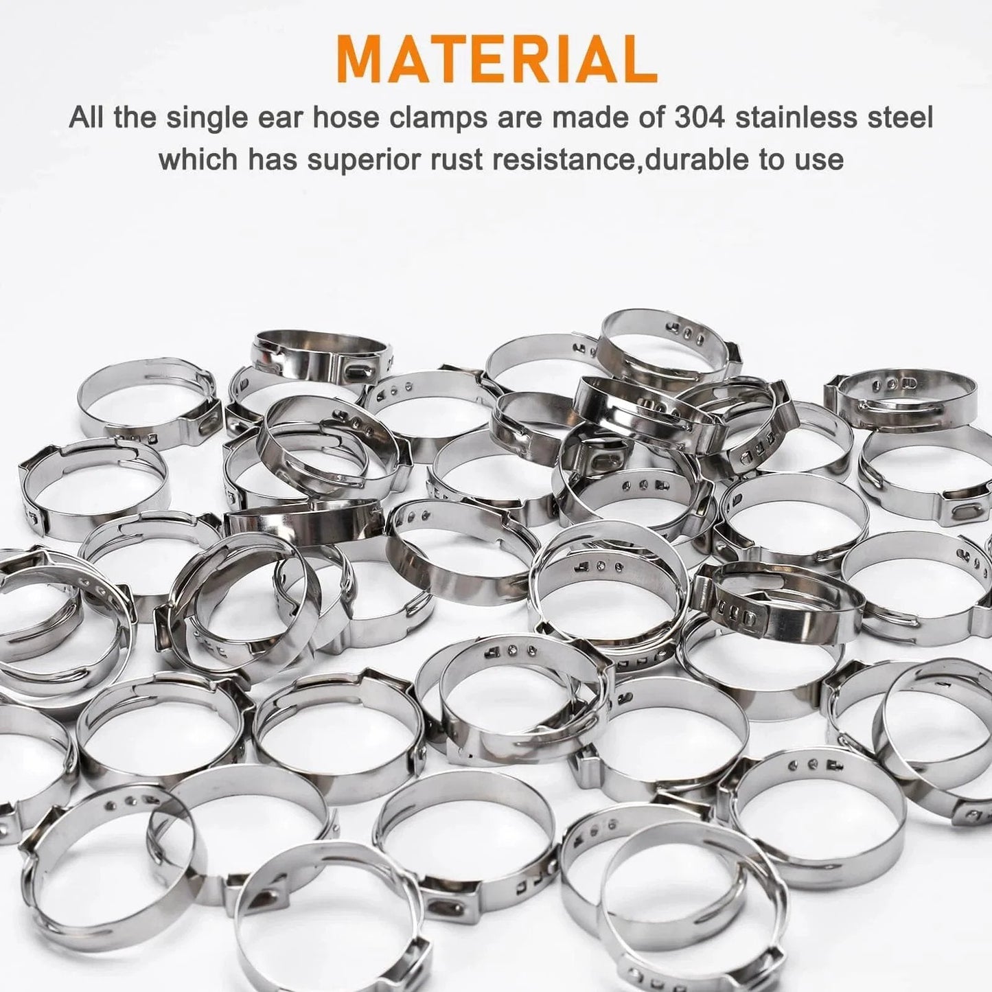 117 Piece 16 Size Single Ear Hose Clamp Kit In 304 Stainless Steel With Ear Clamps 6.5 To 48.5 Mm For Automotive Plumbing And Home Appliances