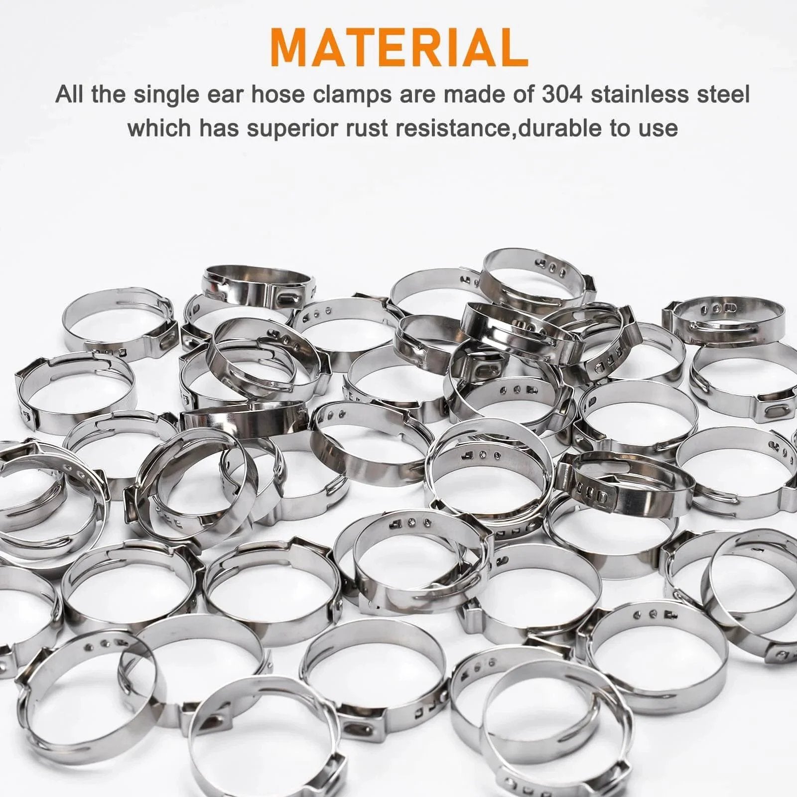 117 Piece 16 Size Single Ear Hose Clamp Kit In 304 Stainless Steel With Ear Clamps 6.5 To 48.5 Mm For Automotive Plumbing And Home Appliances