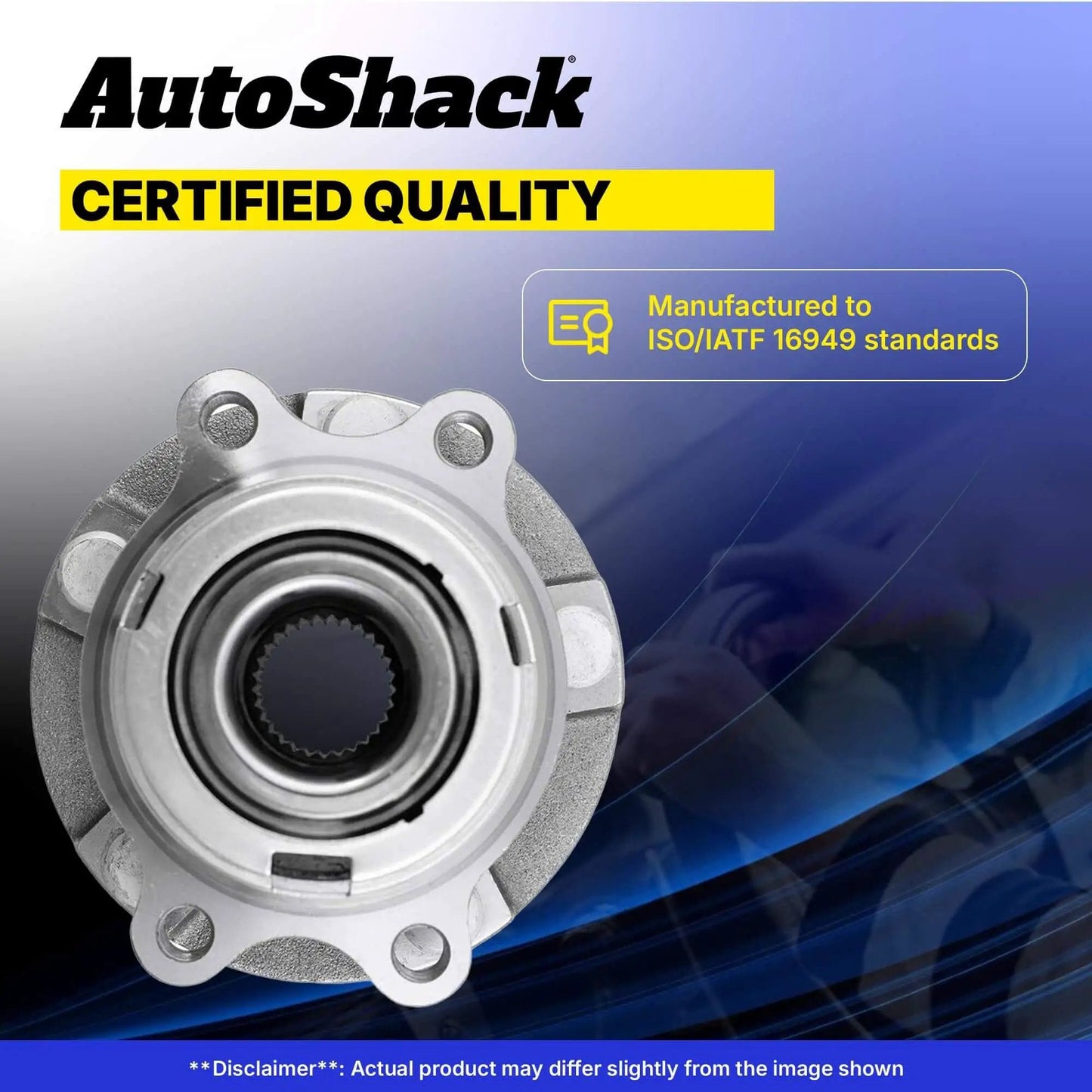 Front Wheel Hub Bearing Assemblies with ABS Sensor Pair (2) for 2000-2016 GM models, shown in a close-up with quality certification
