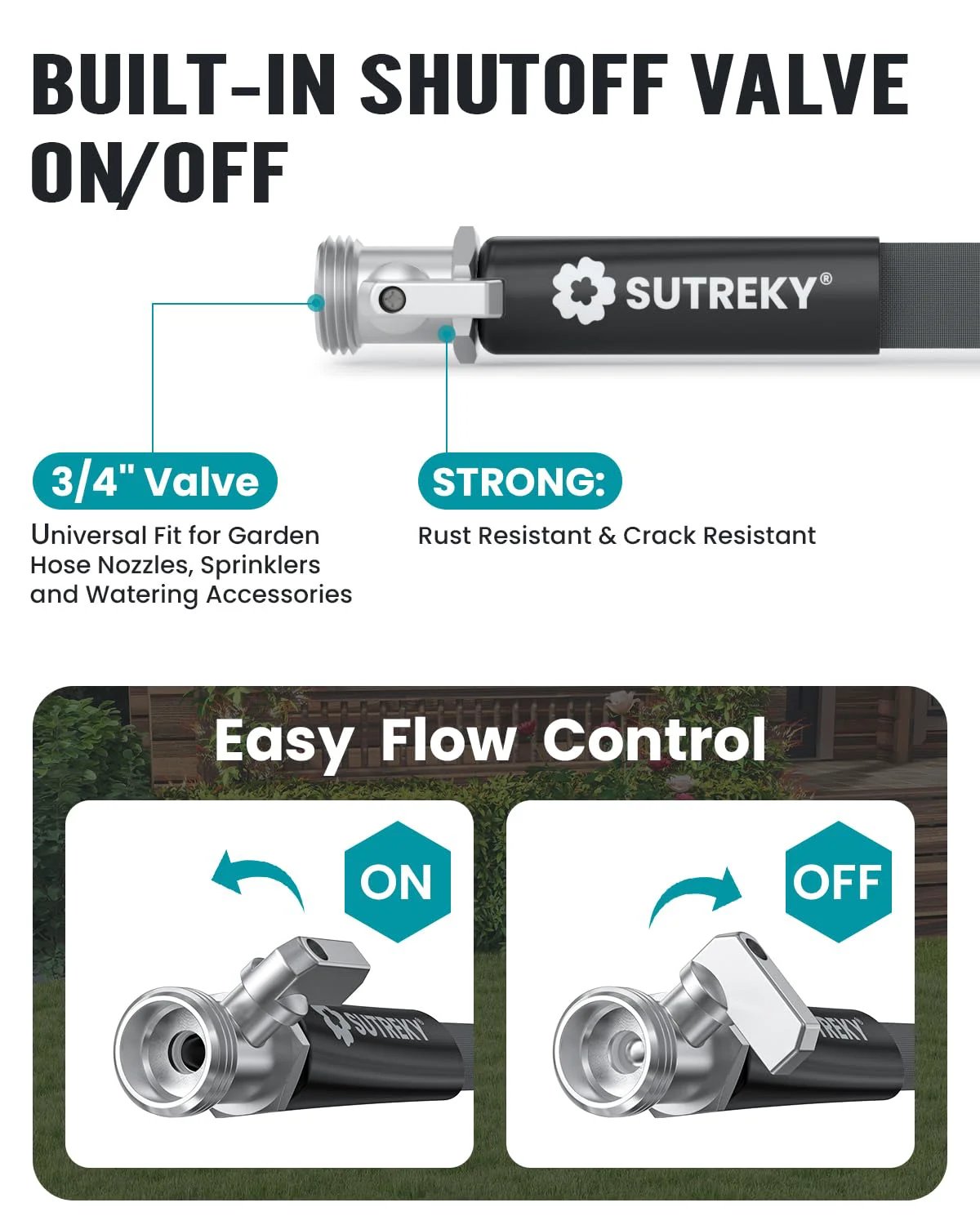 Ultra Light 50ft Garden Hose That Is Kink Free And High Pressure Abrasion Resistant All Weather Durable Eco Friendly With Drinking Water Safe TPU Core And Rust Proof Leak Proof Valve with 3/4 inch valve.