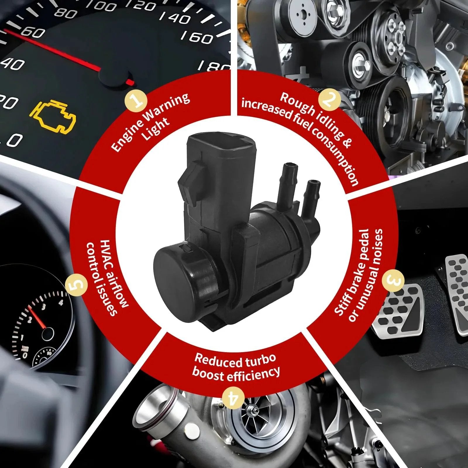 Beefed-Up 4x4 Vacuum Solenoid Locking Hub Actuator Replacement for 2007-2024 Ford images with engine and parts graphics
