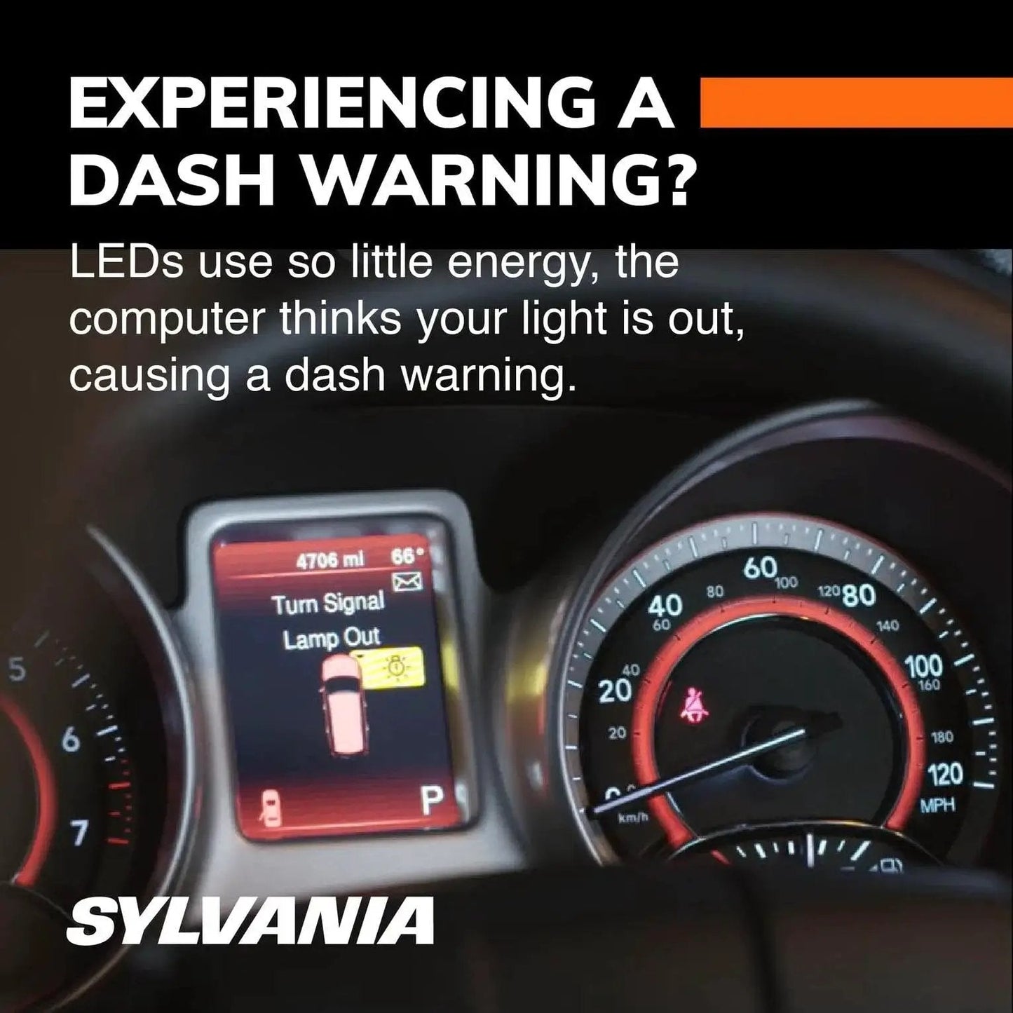 Dashboard warning light showing turn signal lamp out in a car, related to Turn Signal Load Equalizer For LED Bulbs To Stop Hyper Flash.