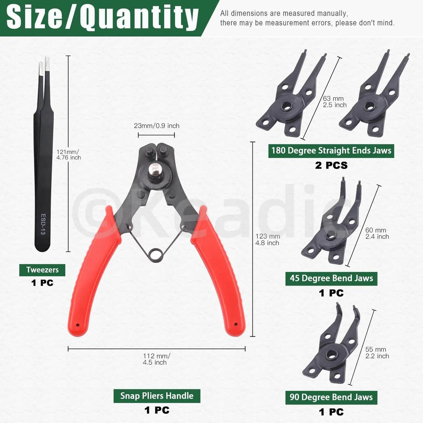 All In One Snap Ring Kit For M4 To M28 External C Clips And E Clips With Pliers And Tweezers 312Pcs showing pliers and tweezers
