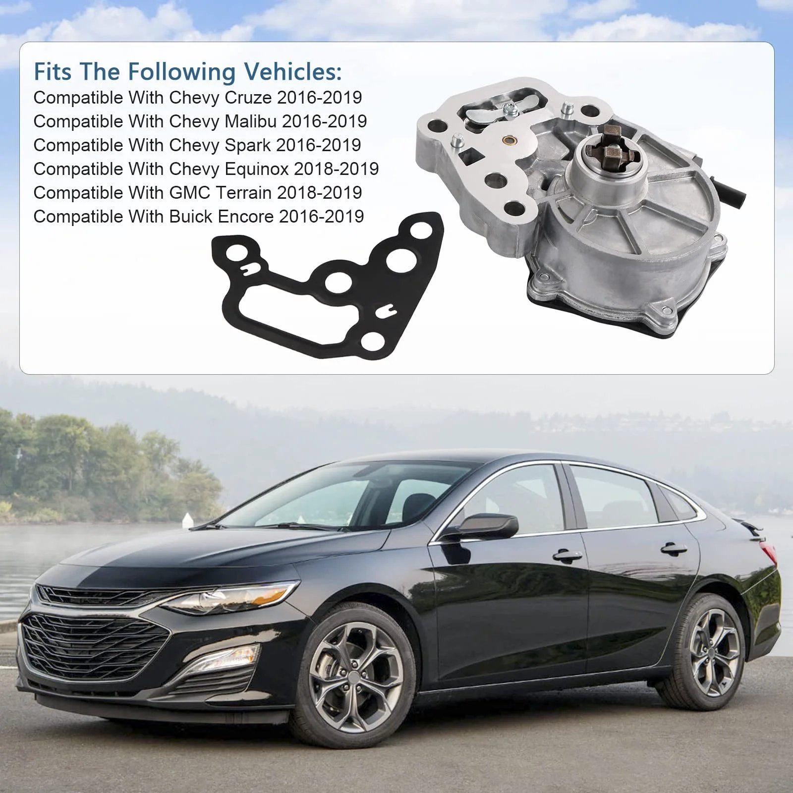 Brake Vacuum Pump With Gasket For 2016 To 2019 Chevy Cruze Malibu Spark Equinox GMC Terrain And Buick Encore 1.4L 1.5L