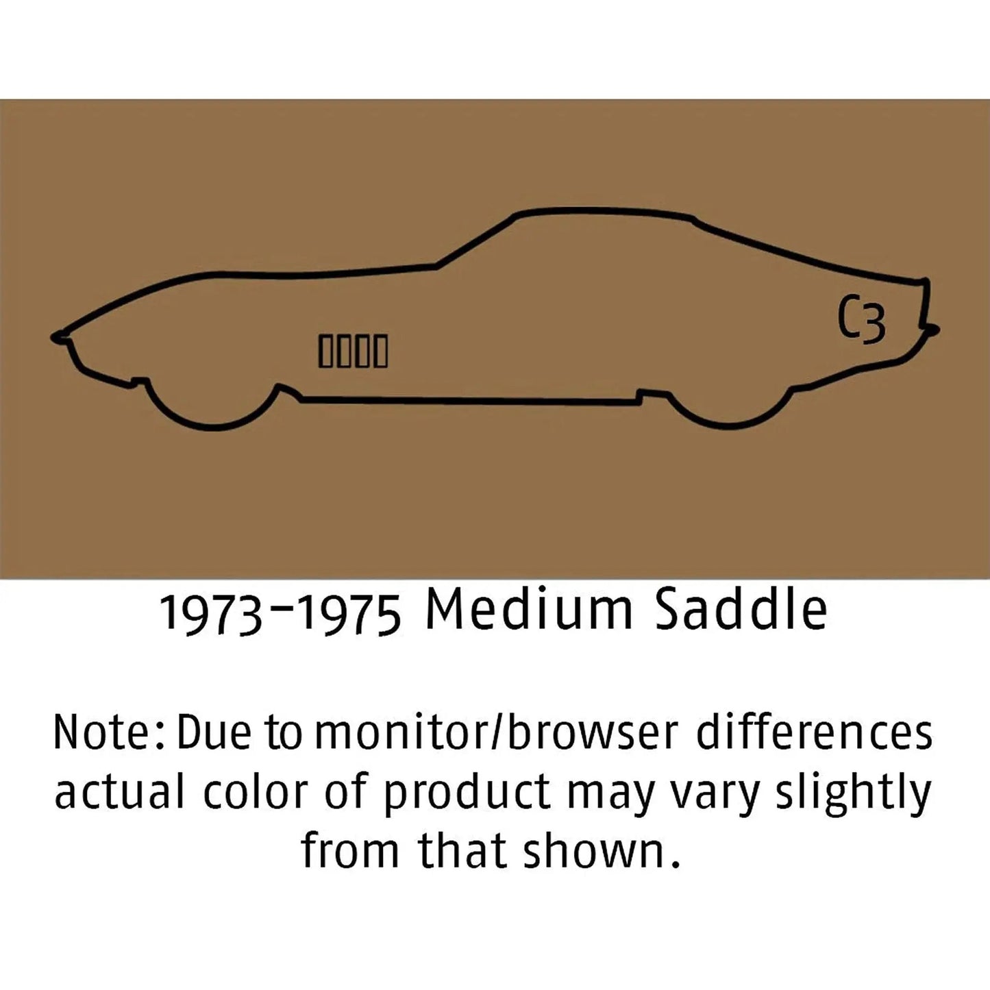1973-1975 Corvette C3 Medium Saddle Interior Spray color reference and Corvette outline drawing