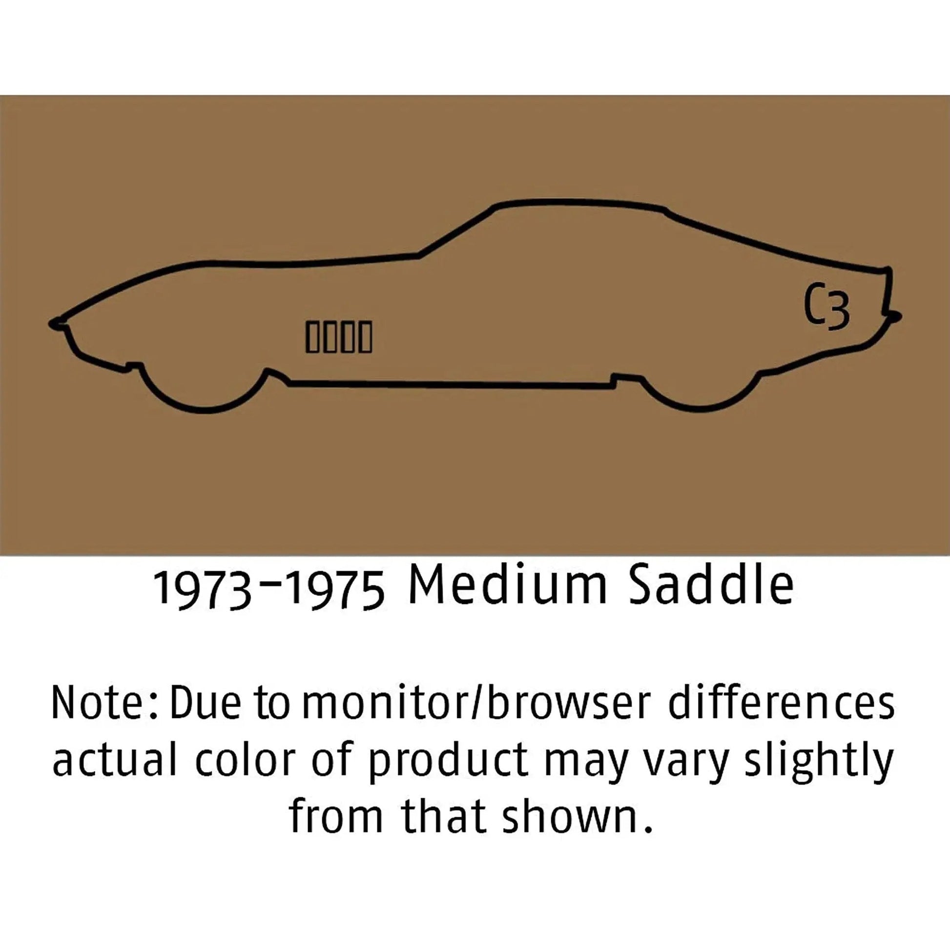 1973-1975 Corvette C3 Medium Saddle Interior Spray color reference and Corvette outline drawing
