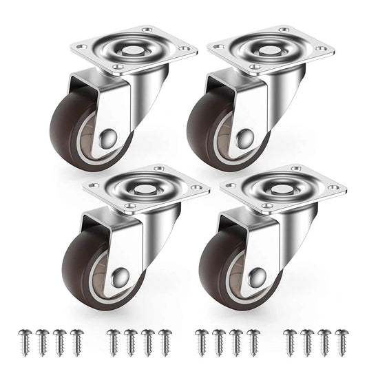 1" Small Caster Wheels for Furniture - Low Profile Casters Set of 4, Total Capacity 90 lbs, Perfect for Nightstand, Side Table, and Small Projects (No Brake)