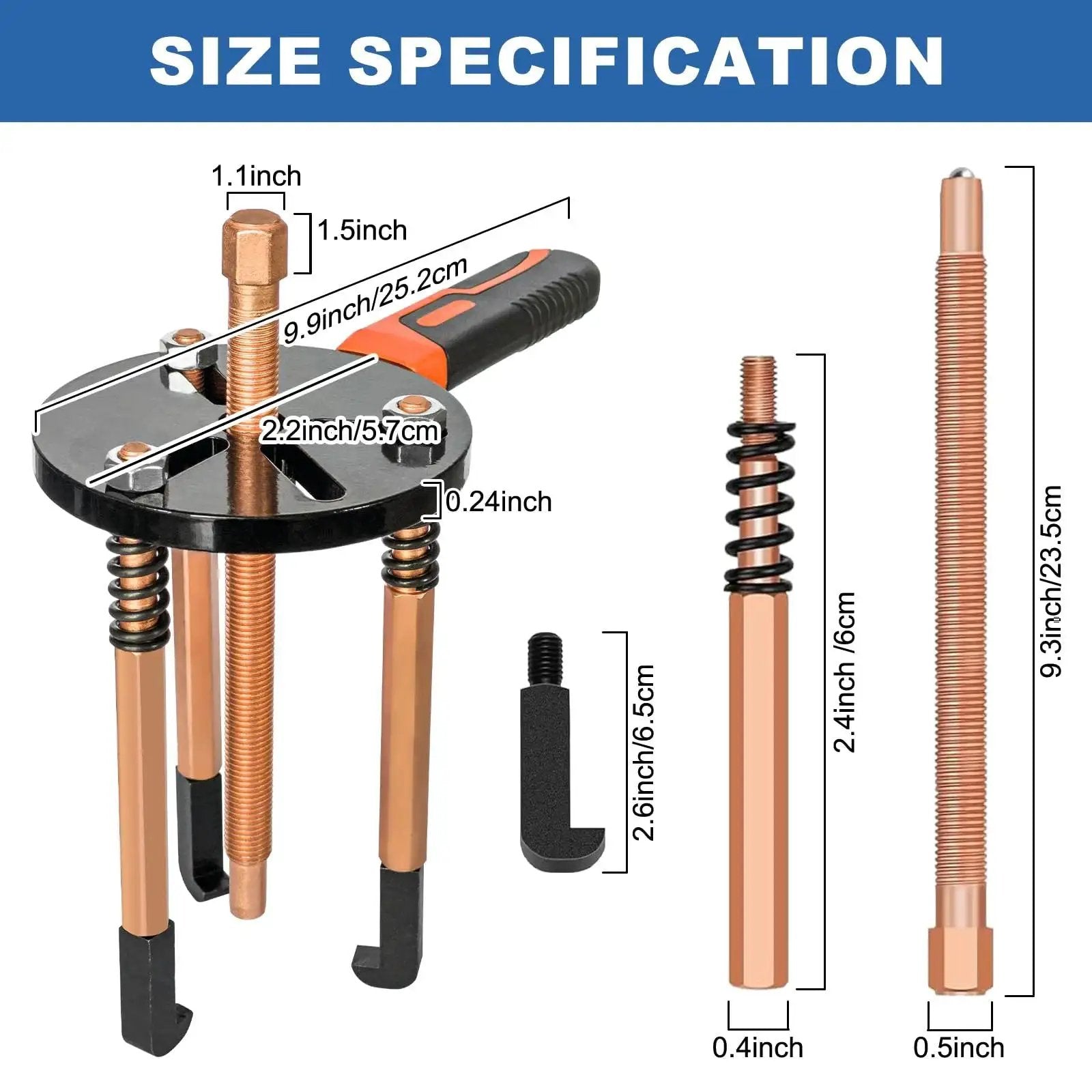 55 In 1 Bearing Puller Kit With Inner Hole Three Jaw Puller For Cars Motorcycles And Agricultural Machinery Switchable Two Mode Blind Hole Bearing Puller And Separator Set In Blue Storage Case size specifications