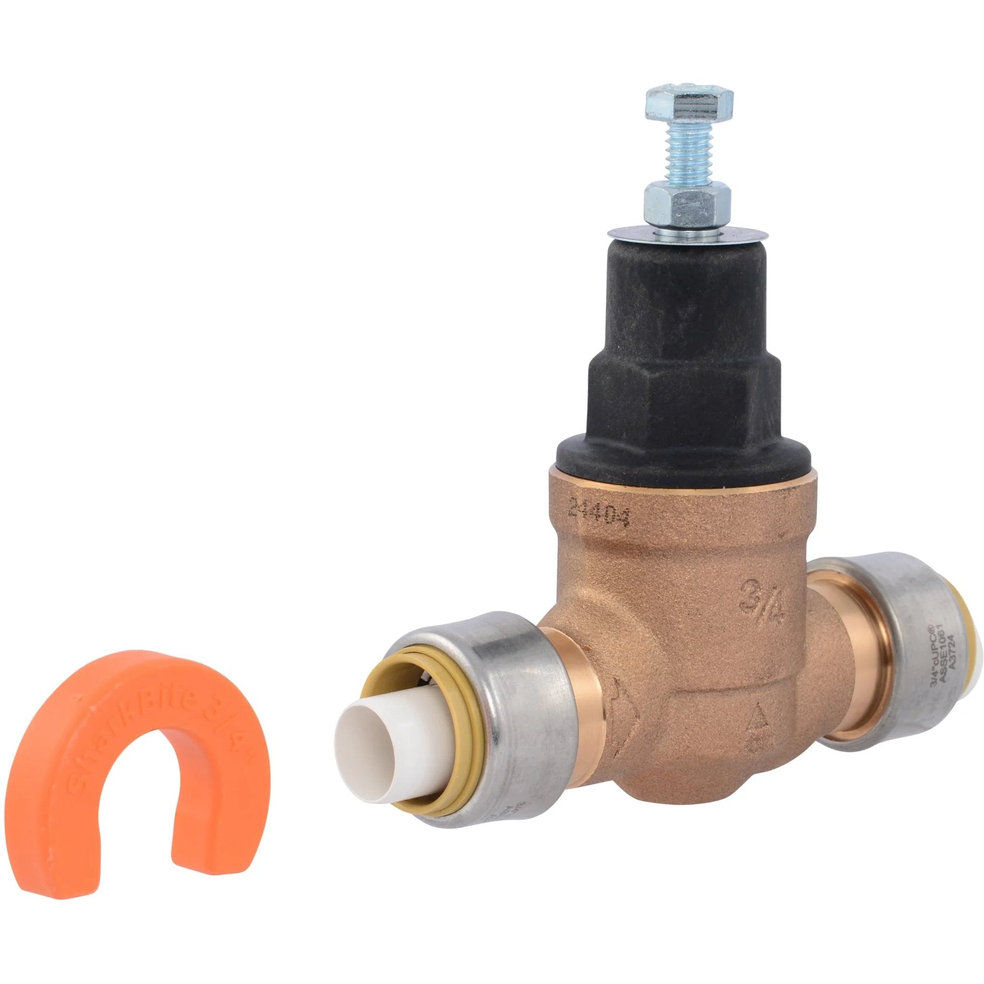 Direct 3/4 Inch Push To Connect Pressure Regulating Valve With Disconnect Clip And Poly Top 60 PSI SharkBite Compatible EB45 PRV