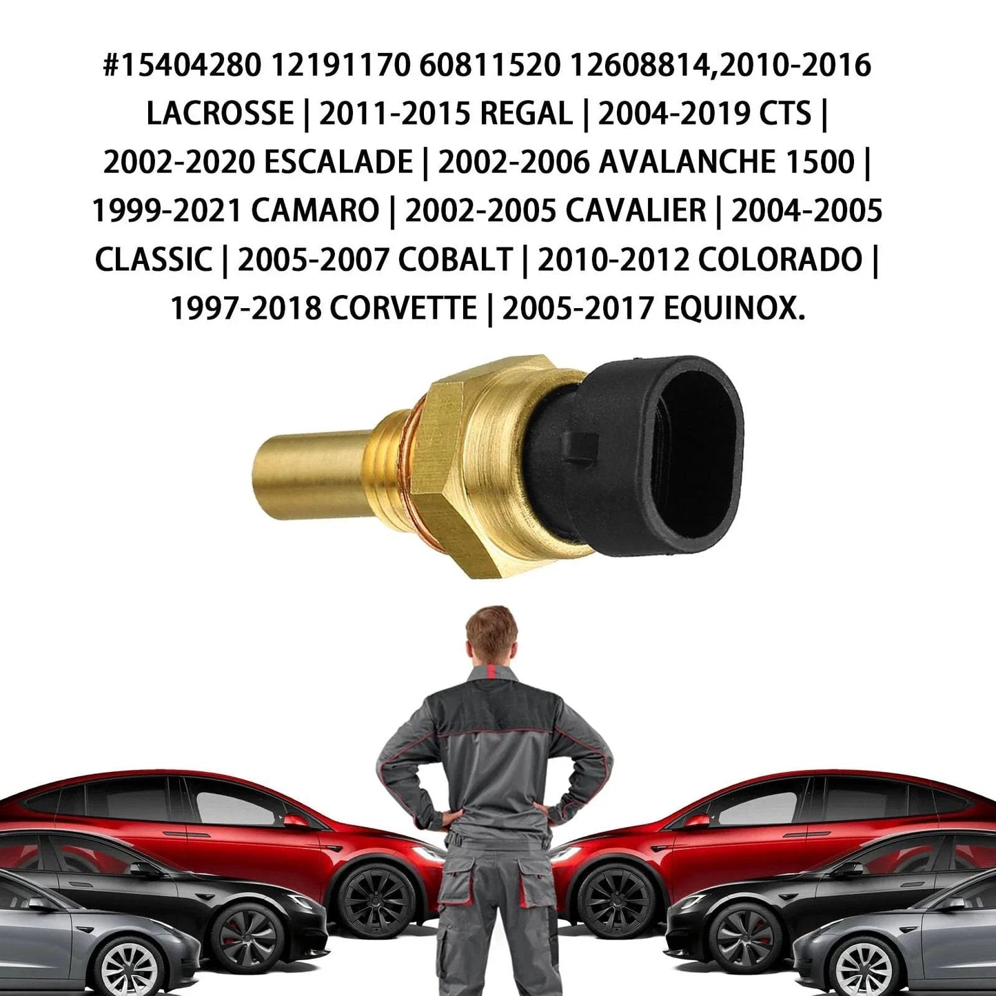 Engine Coolant Temperature Sensor For Chevy GMC Cadillac Buick ECT Temperature Sensor Replacement OEM Parts, brass gold-finish