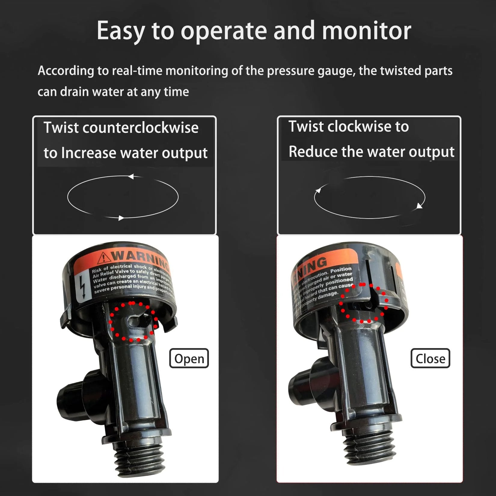High Flow Manual Air Relief Valve With Pressure Gauge For Swimming Pool And Spa Filters Compatible With Warrior FNS FNS Plus