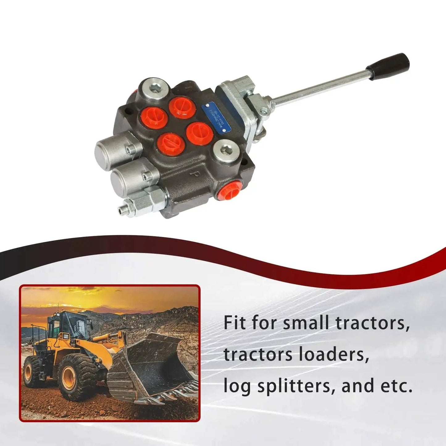 Two Spool 11 GPM Hydraulic Control Valve 3600 PSI BSPP Double Acting Directional Valve with cast iron body, shown with lever arm