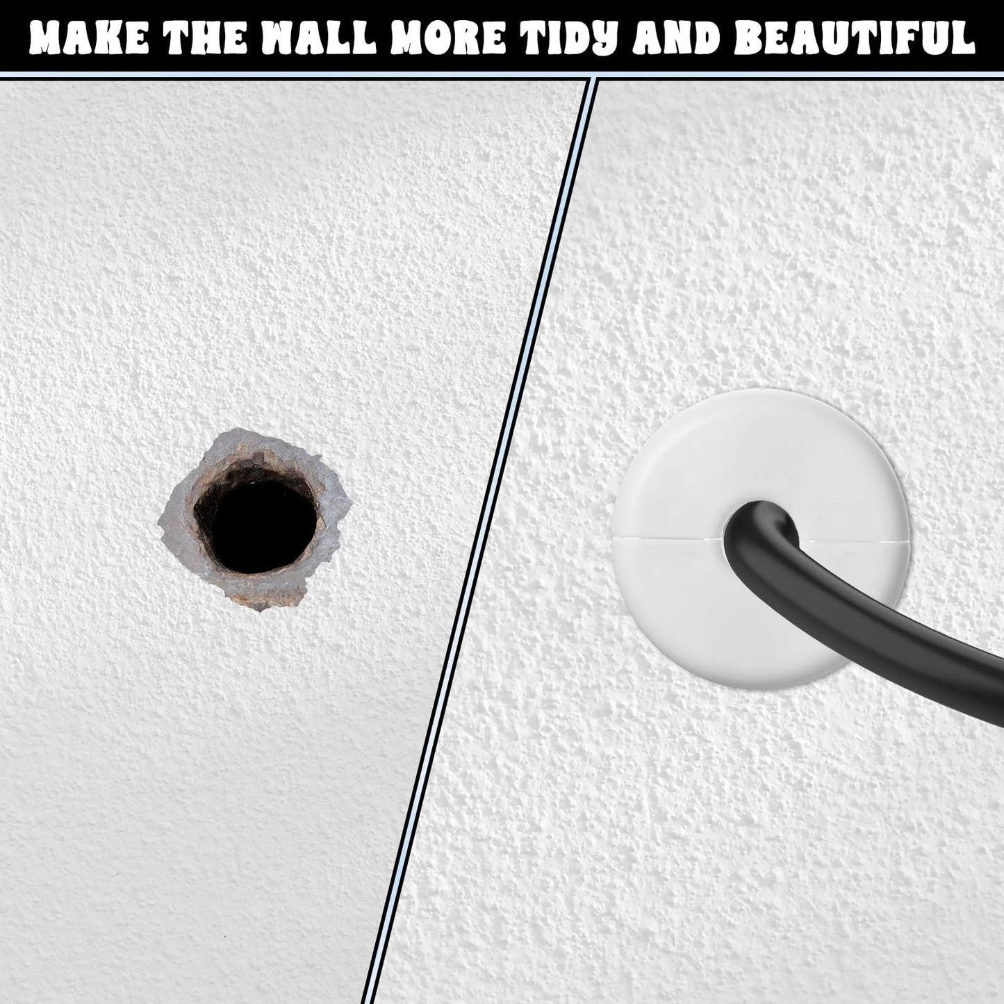 4 Pack Wall Grommets For Cables With Adhesive Backing, Anti Slip Cable Pass Through Hole Covers For Walls And Furniture, installed view