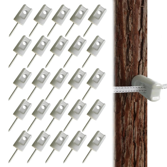 25 Pack Heavy Duty Ceramic Lag Screw Fence Insulators For Wood Posts Porcelain Insulators For Wire Poly Rope And Tape Ultra Wide Hole 11.6 Millimeter Perfect Farm Fencing Setup