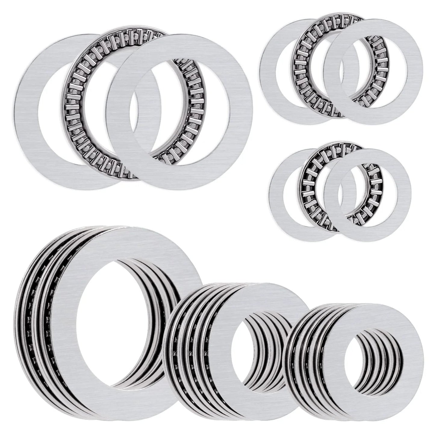 Assorted 24 Piece Thrust Needle Roller Bearing Set With Washers In Three Sizes AXK3552 AXK2035 AXK2542 Chromium Steel Rollers