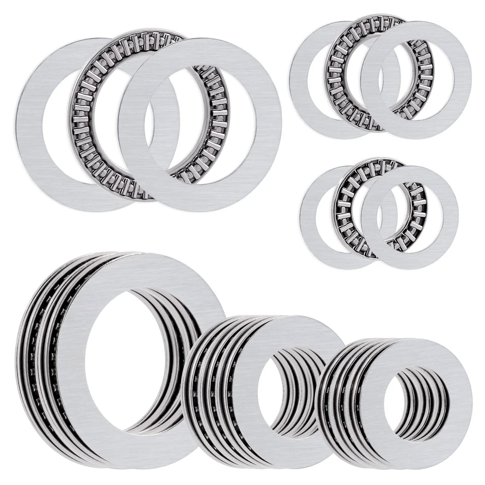 Assorted 24 Piece Thrust Needle Roller Bearing Set With Washers In Three Sizes AXK3552 AXK2035 AXK2542 Chromium Steel Rollers