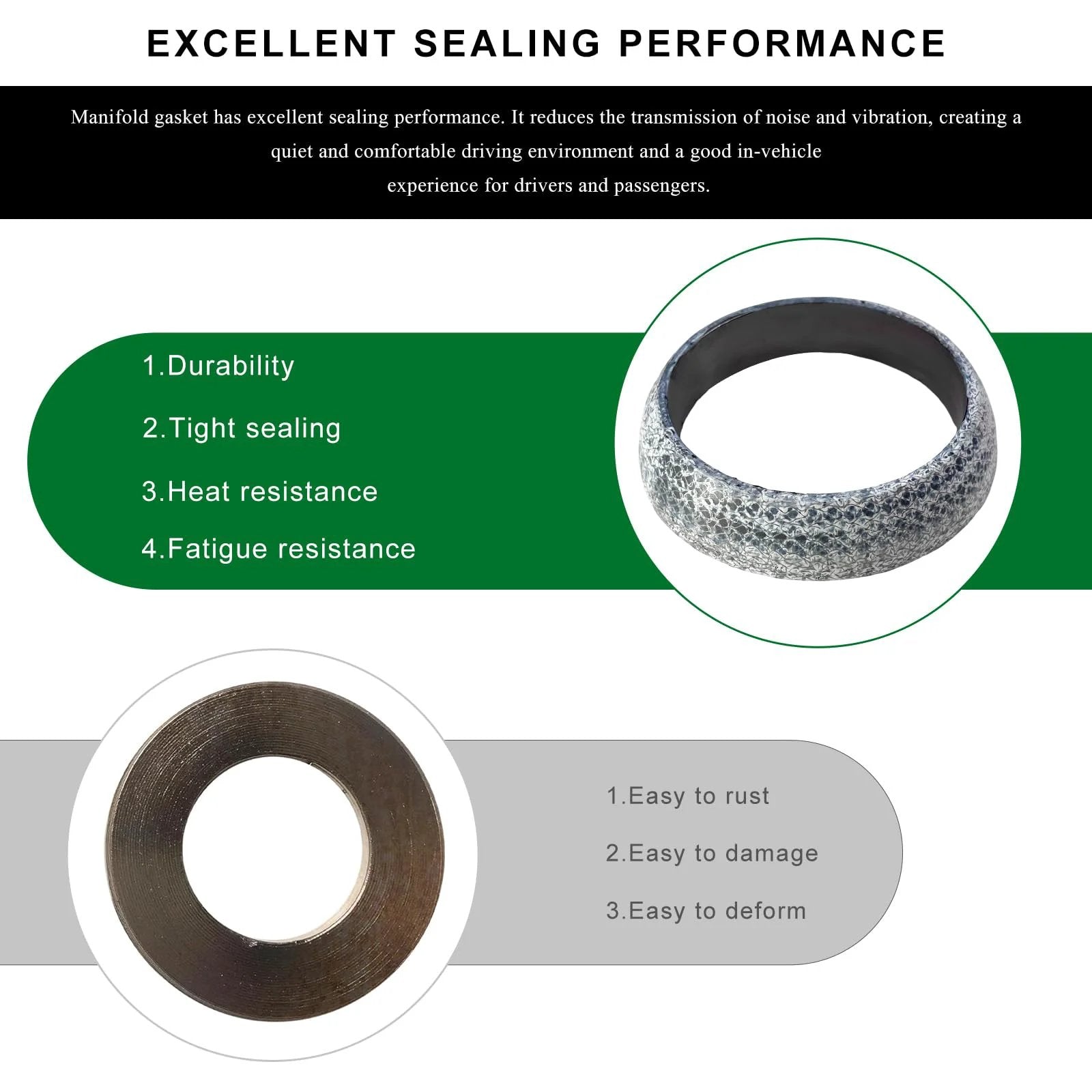 65mm Graphite Exhaust Gasket Donut Ring Universal Leakproof Flange Gasket For Manifold Downpipe Muffler Fits SUV Truck RV