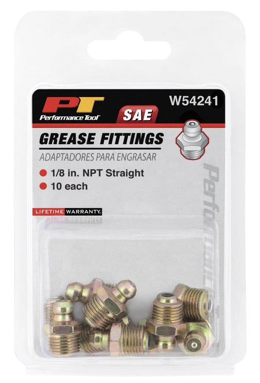 Pack Of 10 One Eighth Inch NPT Grease Fittings For Universal Fit And Easy Automotive Maintenance, Durable Performance Tool W54241 Zerk Fittings With Straight Thread, Compatible With Cars Trucks ATVs Tractors Mowers And Industrial Machinery.