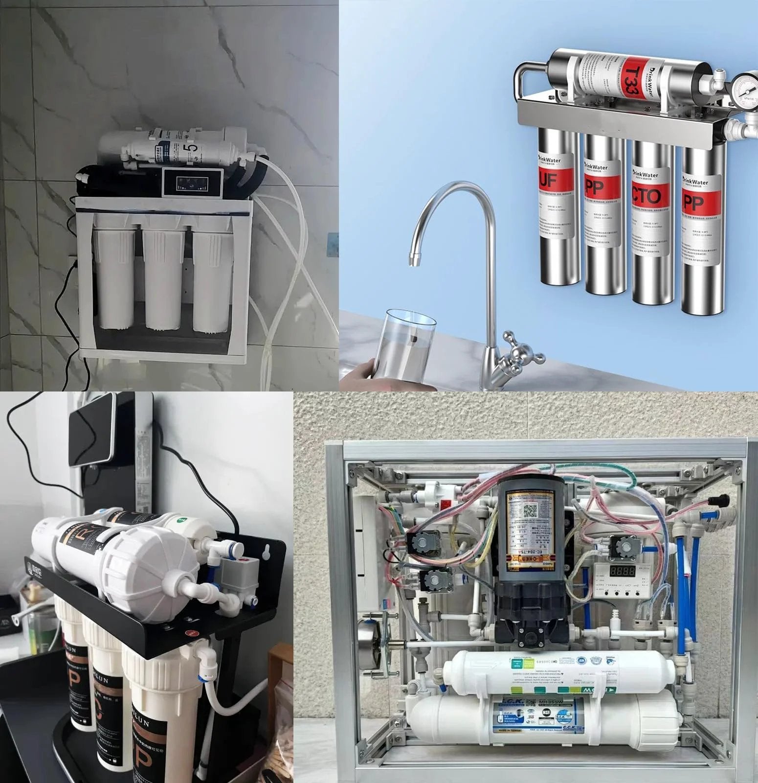 One Quarter Inch Push To Connect Water Line Fittings And Thirty Feet Of One Quarter Inch Tubing Kit For Reverse Osmosis Systems, Easy Install With Eleven Connectors, BPA Free POM Material, NSF Certified, Feed Water Adapter Kit installed