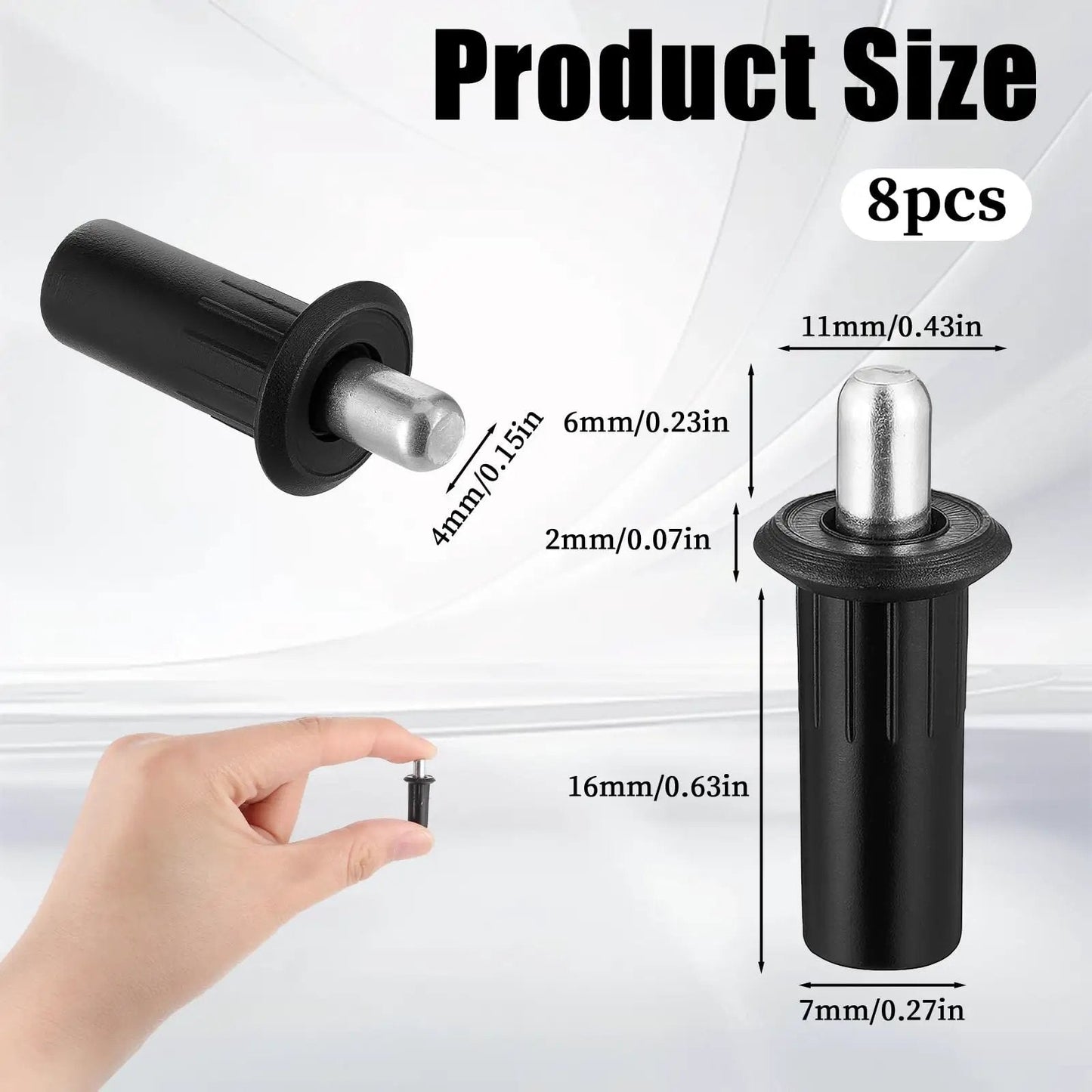 8 Piece Black Metal Cabinet Door Damper Pins Spring Loaded Telescopic Pivot Pins For Cabinet Doors And Shutters Furniture Repair