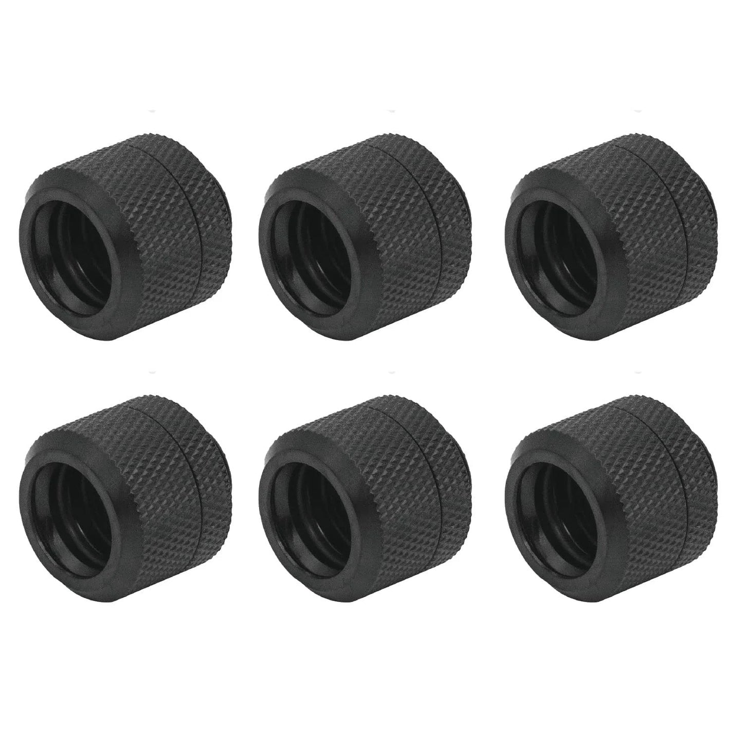 Six Pack G1/4 Thread To 14mm Outer Diameter Hard Tubing Compression Fittings For Computer Water Cooling Black