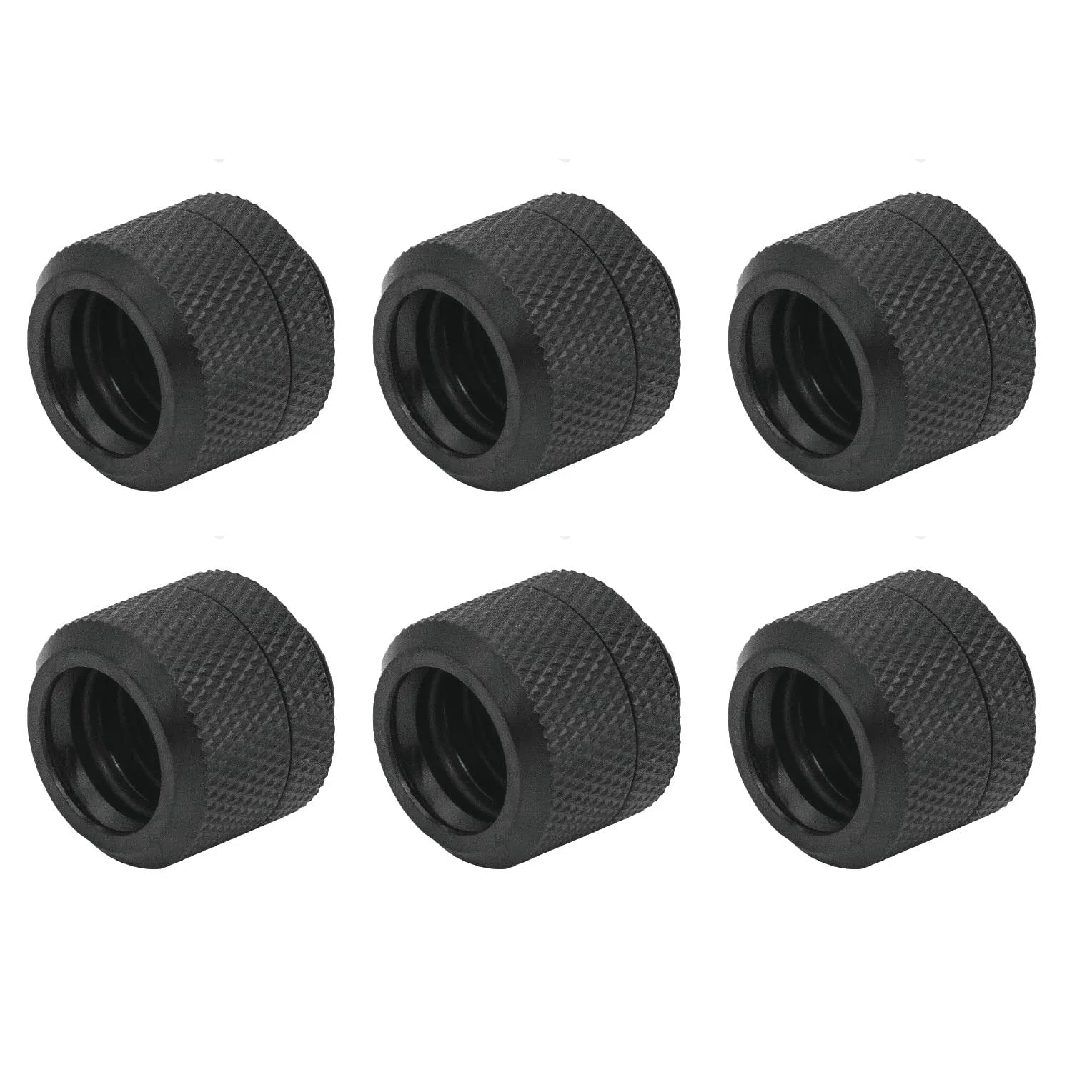 Six Pack G1/4 Thread To 14mm Outer Diameter Hard Tubing Compression Fittings For Computer Water Cooling Black