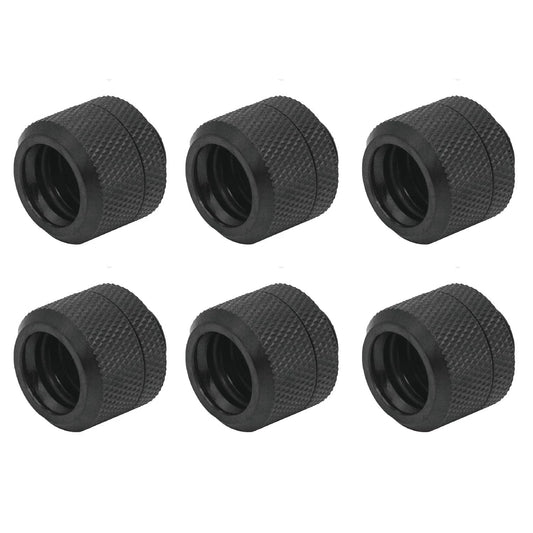 Six Pack G1/4 Thread To 14mm Outer Diameter Hard Tubing Compression Fittings For Computer Water Cooling Black