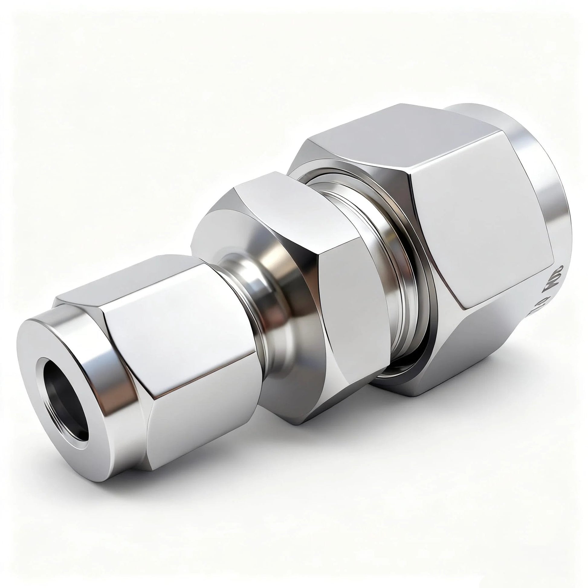 Premium 304 Stainless Steel Compression Tube Fitting Reducing Union With Double Ferrule Straight Adapter visible in detail.