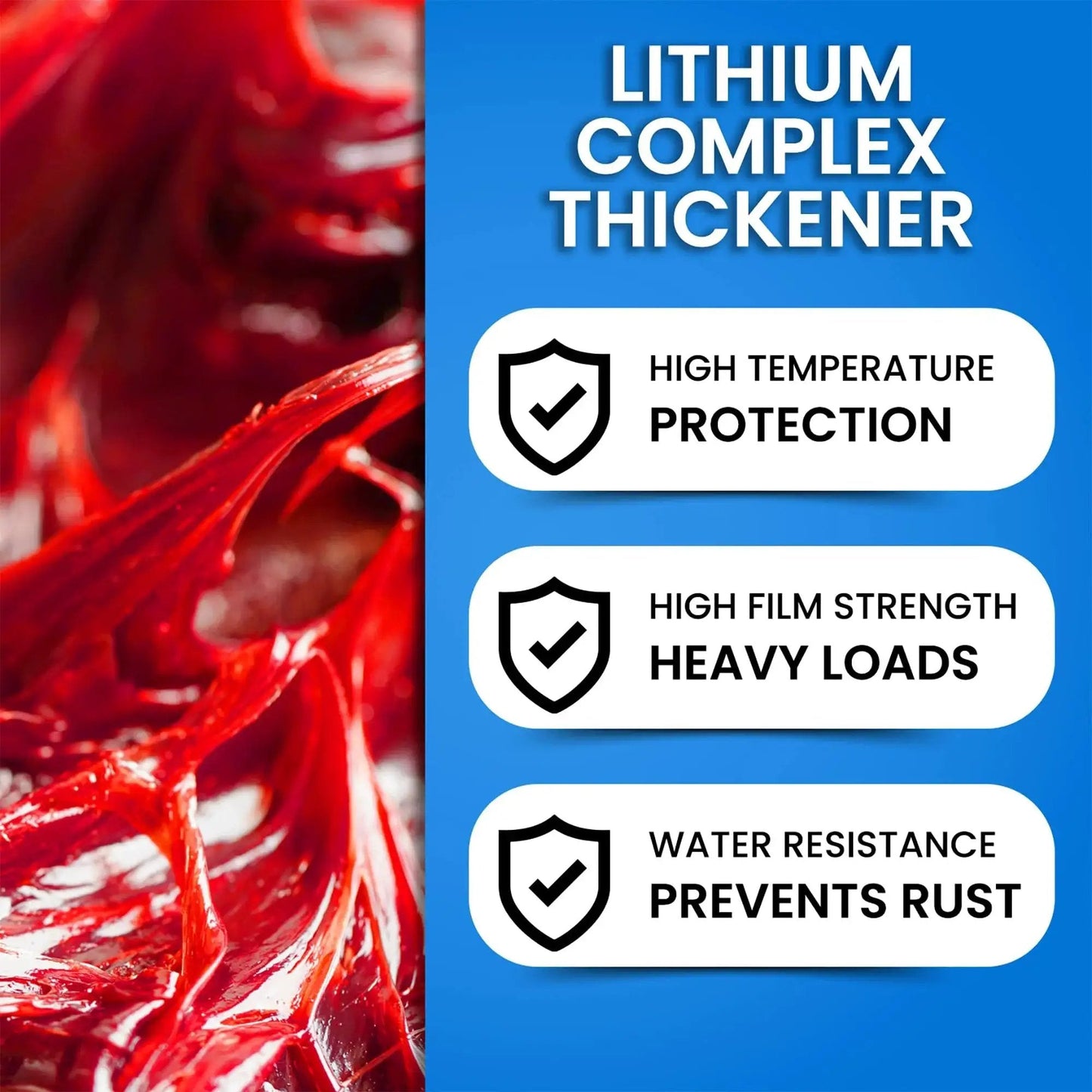 Red High Temp Wheel Bearing Grease Multipurpose Automotive Lubricant 1 Lb Tub Thick Tacky Lithium Based Grease visual features.