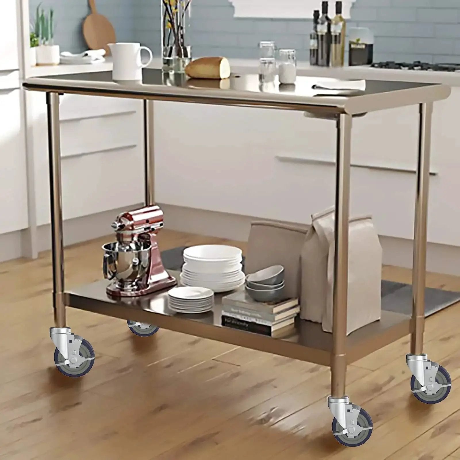 5 Inch Expanding Stem Caster Set Of 4 With Brakes For Table Legs on kitchen cart