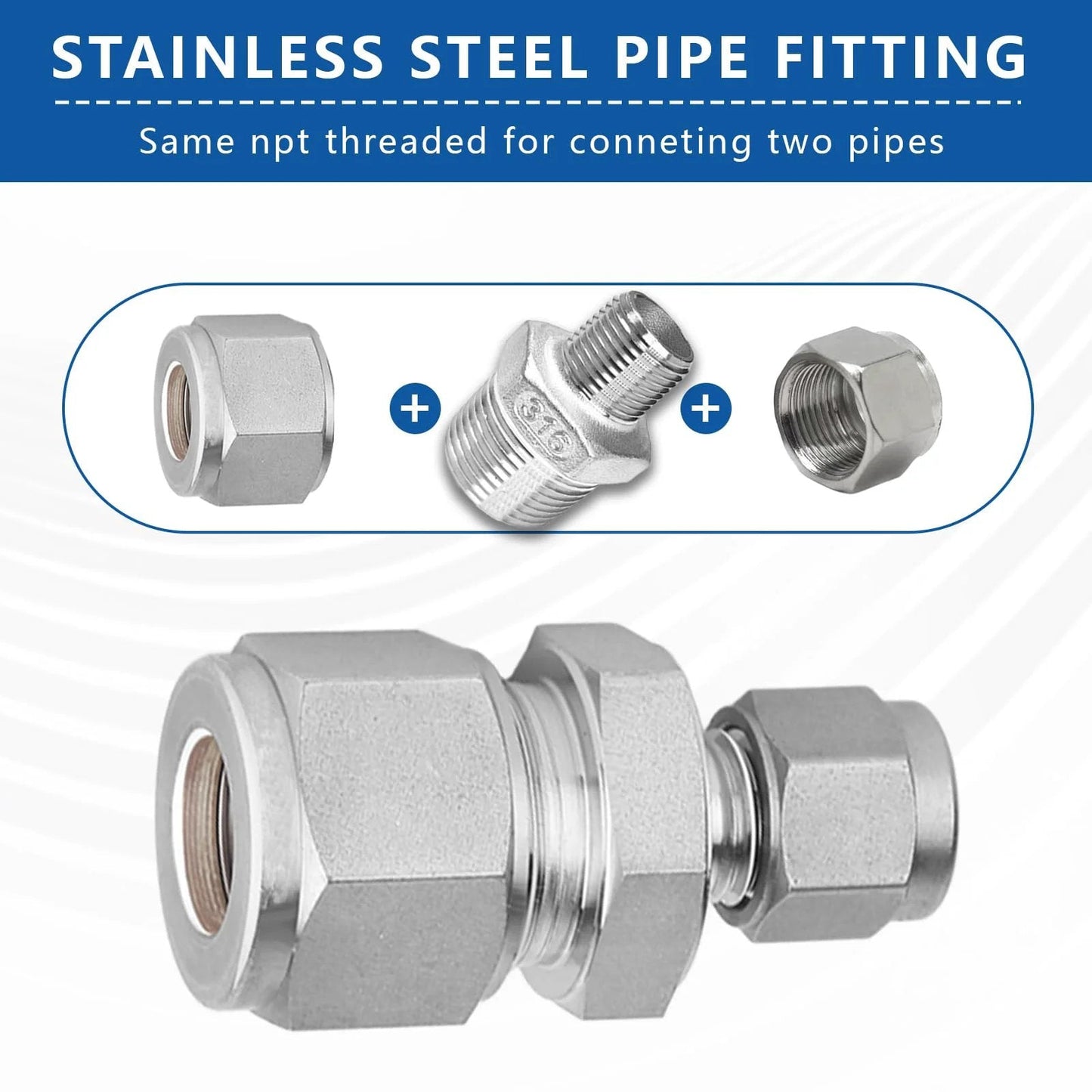 Built To Last 316 Stainless Steel Reducing Hex Nipple 3/4 To 1/2 NPT Male To Male Pipe Fitting Adapter For Plumbing And Hydraulic Systems Corrosion Resistant Reducer Connector 2 Pack Dnkoua