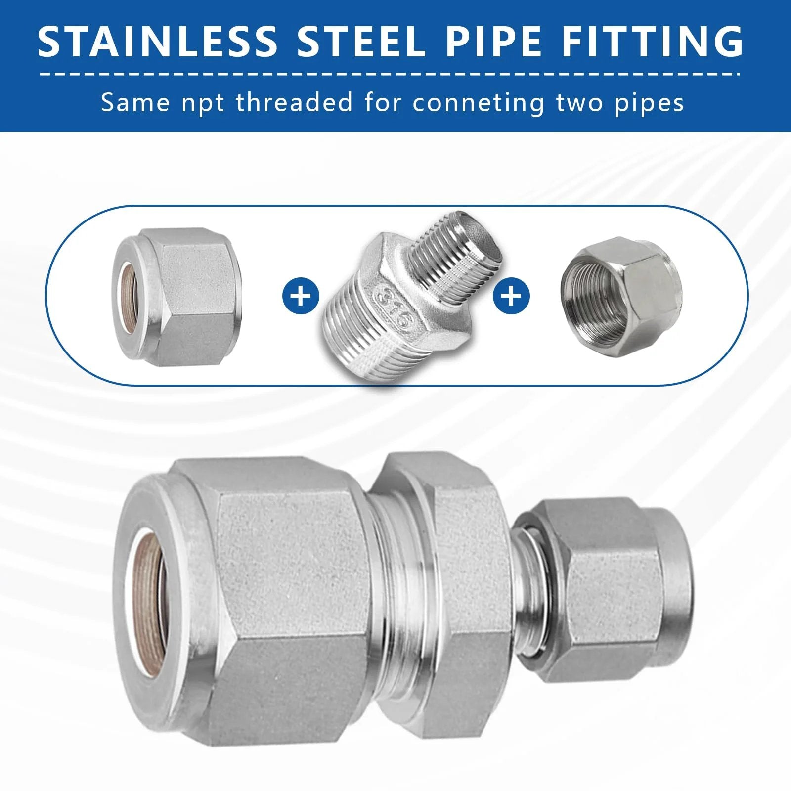 Built To Last 316 Stainless Steel Reducing Hex Nipple 3/4 To 1/2 NPT Male To Male Pipe Fitting Adapter For Plumbing And Hydraulic Systems Corrosion Resistant Reducer Connector 2 Pack Dnkoua