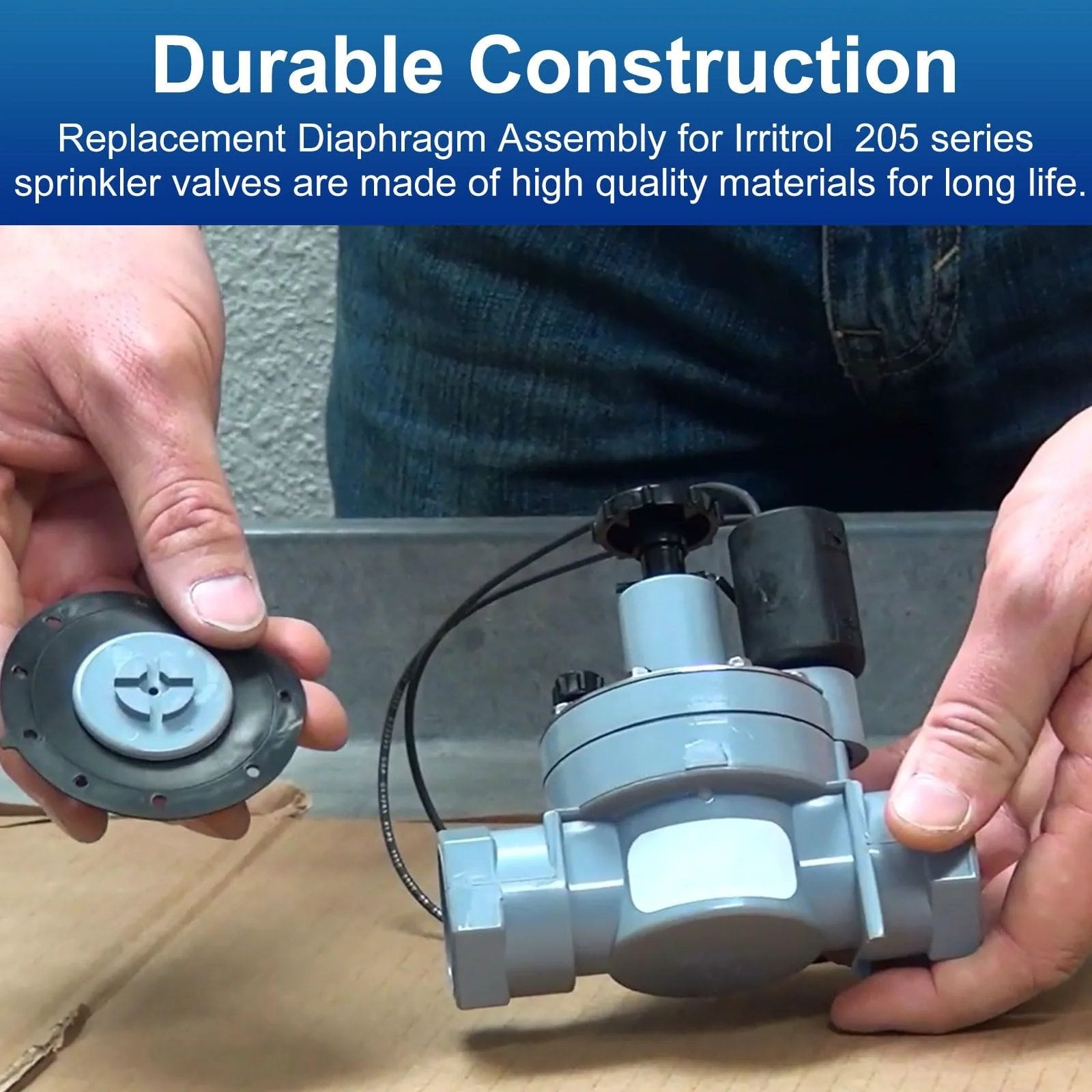 Durable Sprinkler Diaphragm Replacement Assembly For Irritrol 205 Series Valve 205S 205SF 205T 205TF shown held by hands