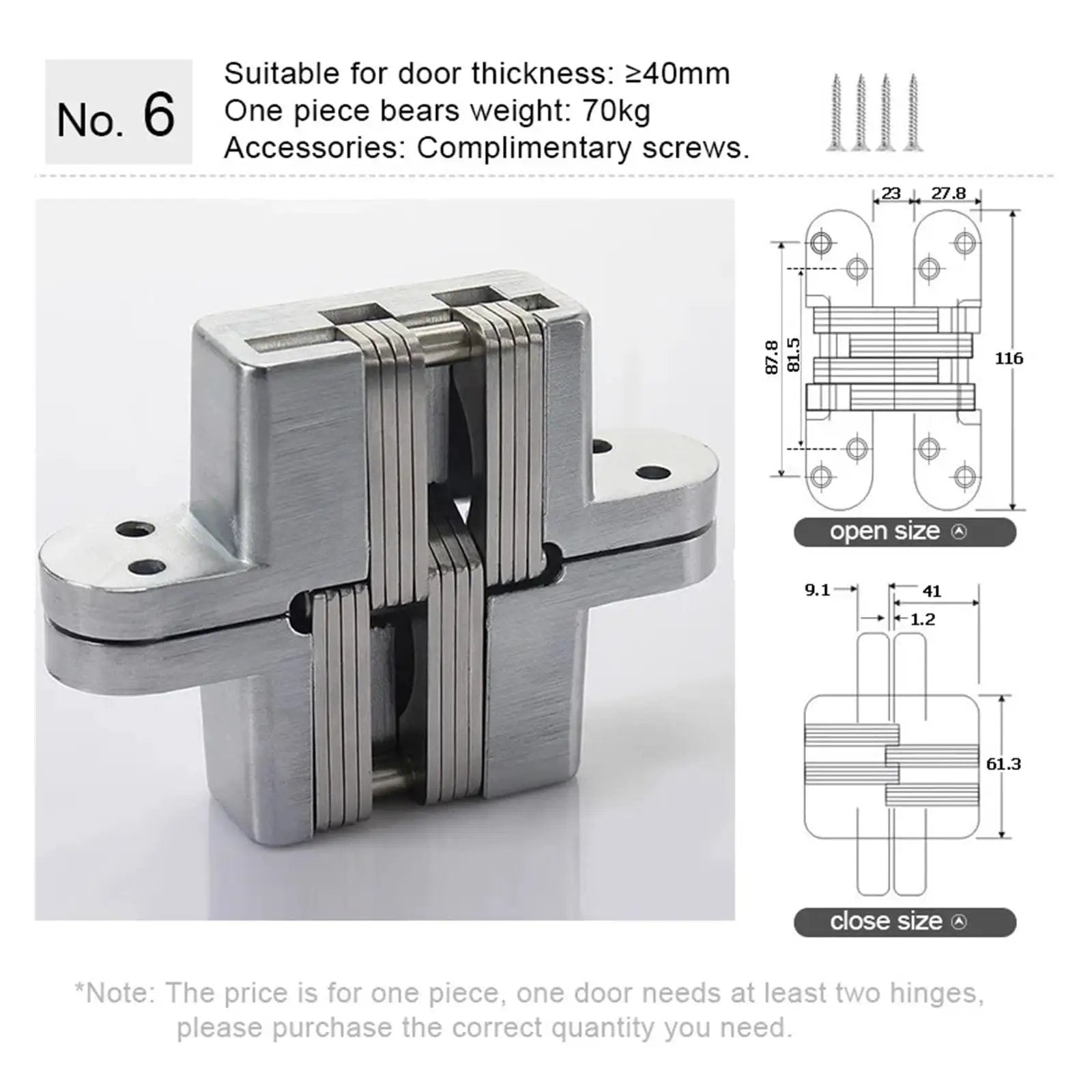 Stainless Steel Built Tough Heavy Duty Commercial Door Hinge Set With 180 Degree Concealed Hinge And Quiet Built In Sliding Bearings