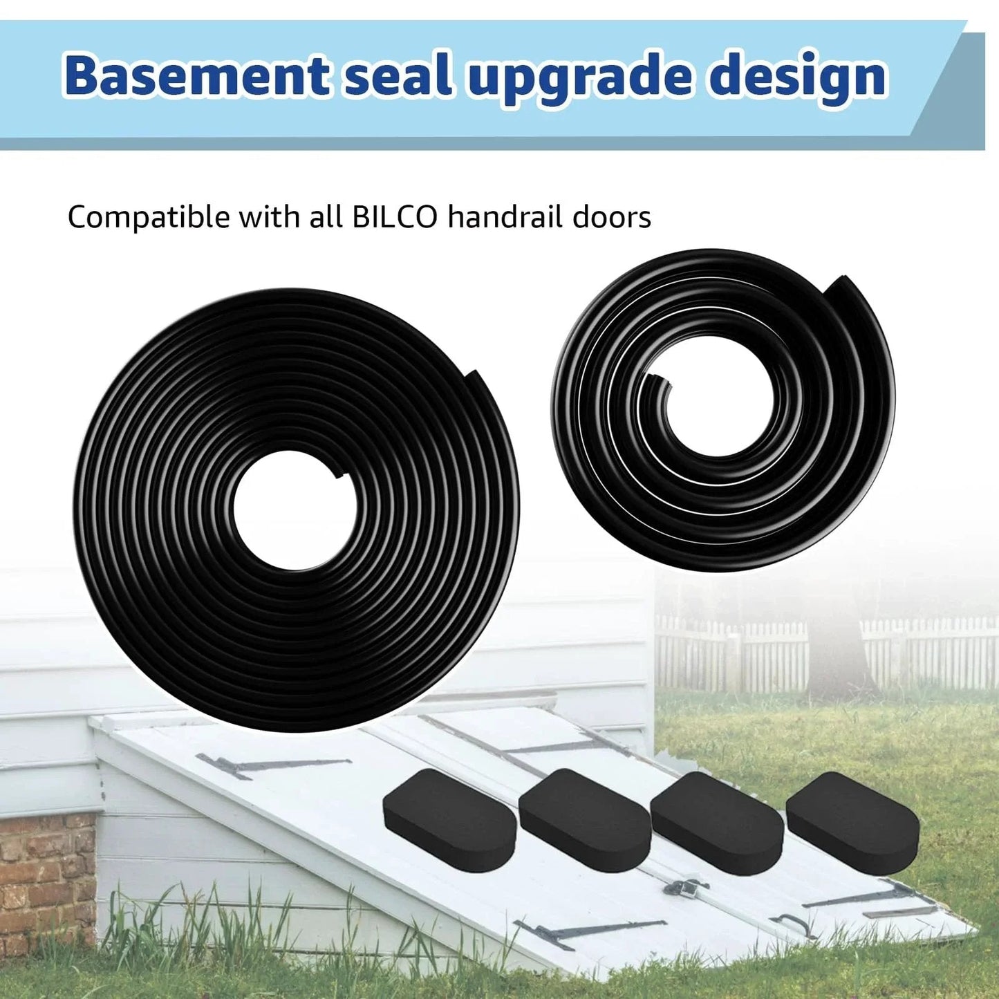 Easy Install Basement Door Seal Kit Replacement For Bilco Systems With U Shaped Gasket Bulb Trim Gasket And Cap Seal Pads
