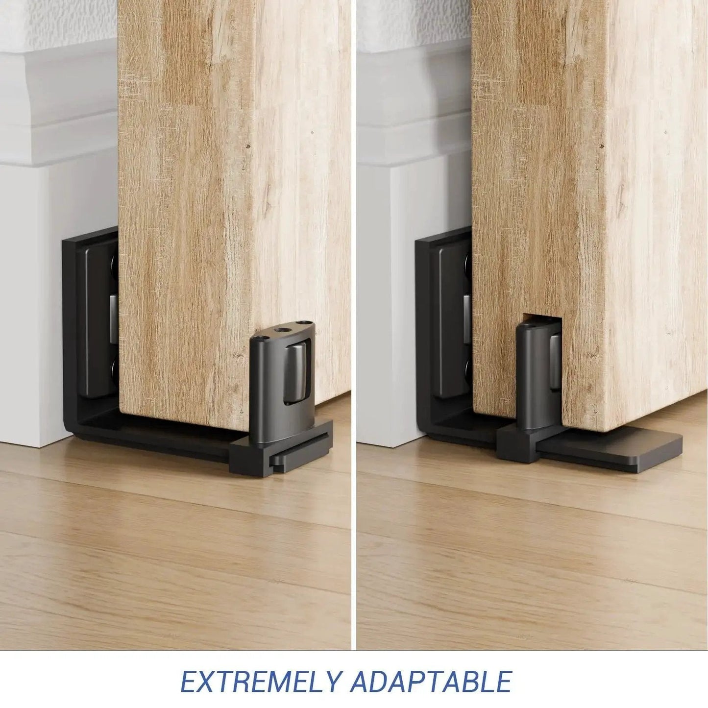 Sliding Barn Door Bottom Floor Guide With Adjustable U Shaped Flat Bottom For Quiet Smooth Operation Wall Mounted Black Finish