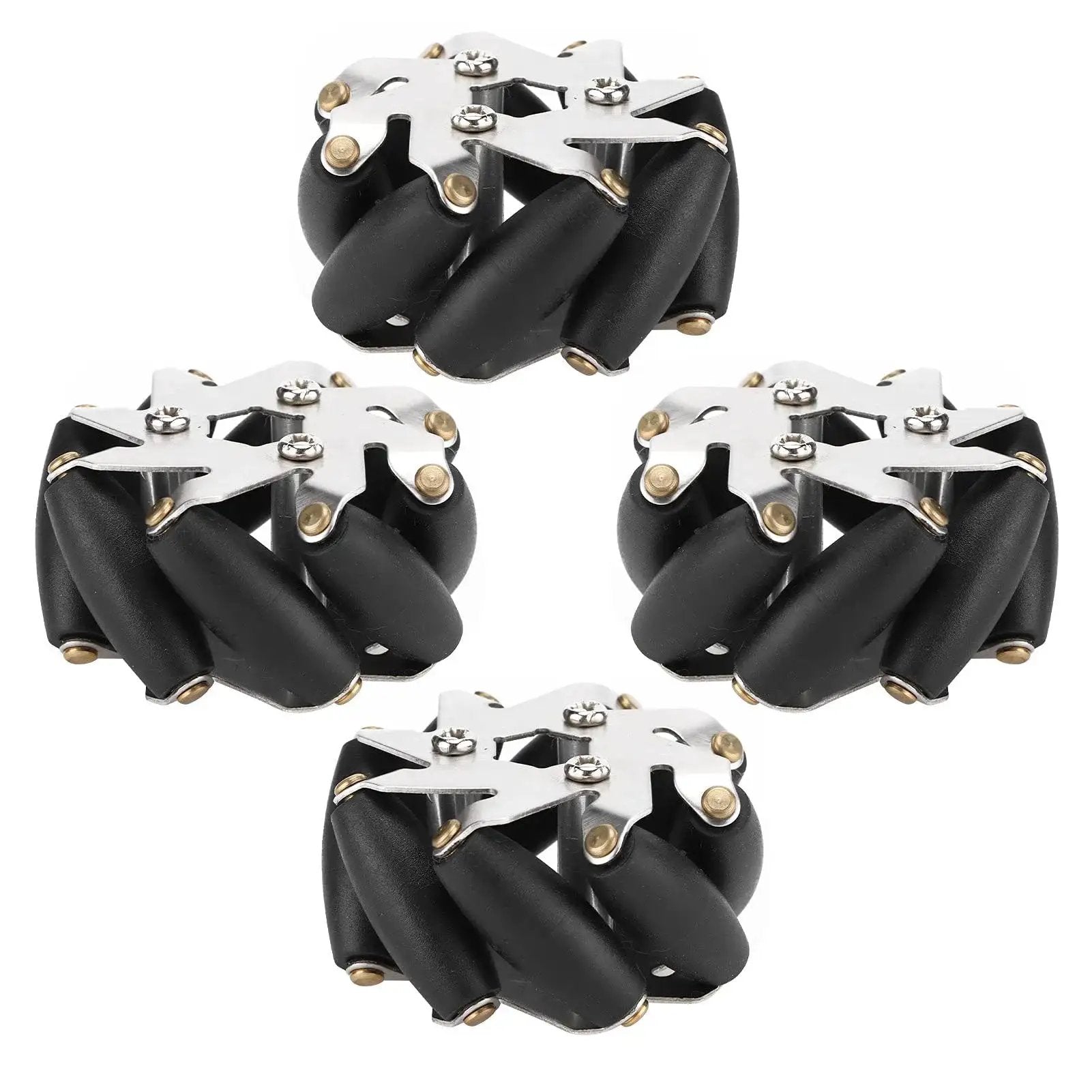4 Pieces 48mm Steel Mecanum Wheel Set for Robot Car Left and Right Independent Drive 8 Roller Heavy Duty 3Kg Load Smooth Operation