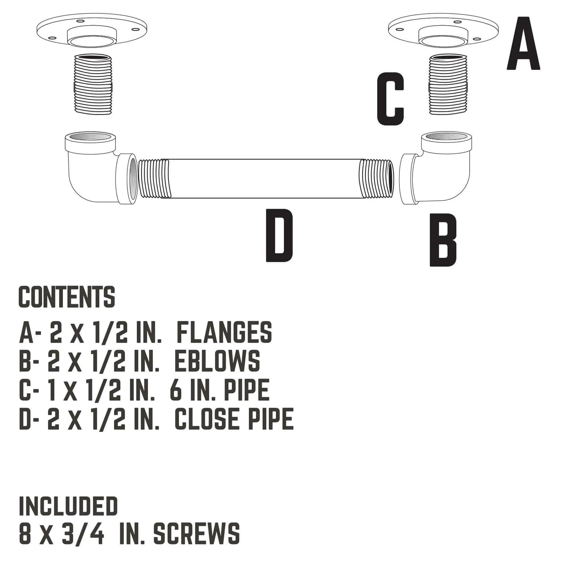 Industrial Pipe Barn Door Handle 6 Inch Rustic Farmhouse Heavy Duty Hardware Set With Steel Grey Iron Fittings Diagram