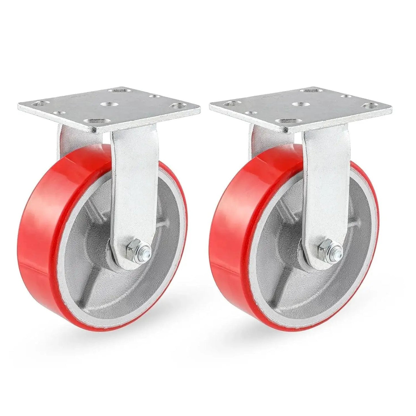 Industrial Casters Set Of 4 With Brakes, 6 Inch Swivel And 2 Rigid Wheels, Heavy Duty 5000 Lbs Capacity, Maintenance Free Polyurethane Wheels
