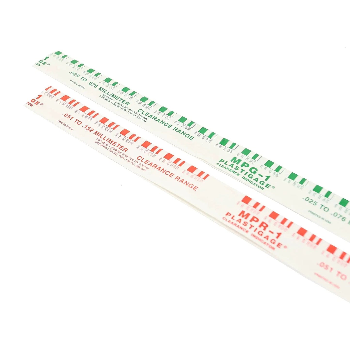 Plastigage 2 Piece Set For Measuring Engine Rod And Main Bearing Clearances Professional Grade Automotive Tool in white and green strips