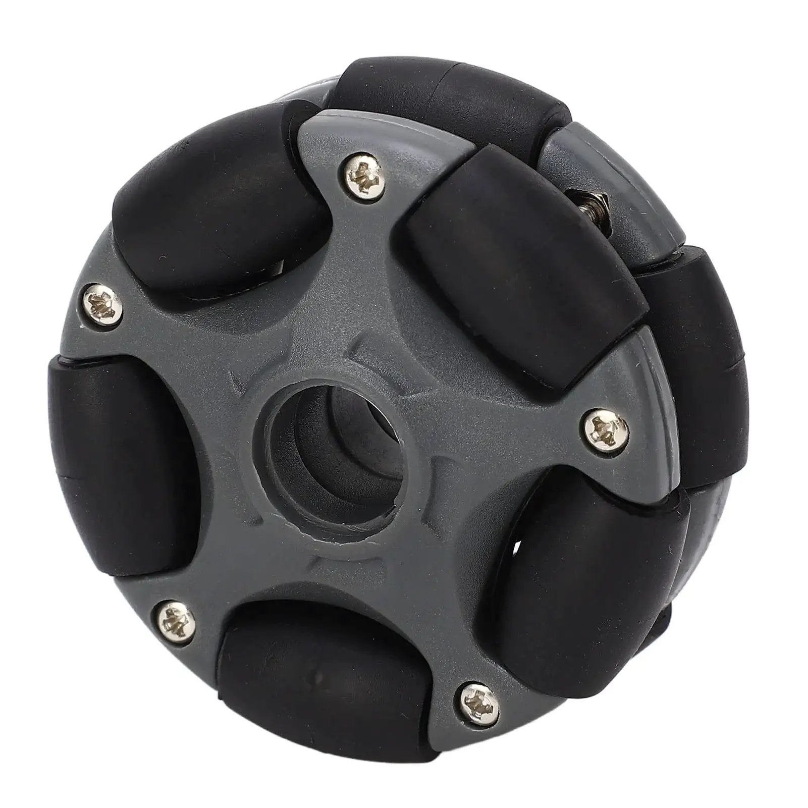 Omni Directional 58mm Plastic Wheel With Double Row 360 Degree Rotation For Robots Go Karts And ATVs in black and grey