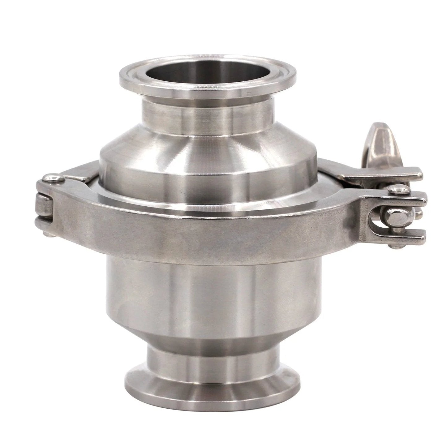 1.5 Inch Tri Clamp Sanitary Check Valve One Way Flow Stainless Steel 304 With FKM Gasket, 130 C Max Temp, 145 PSI, Adjustable Spring