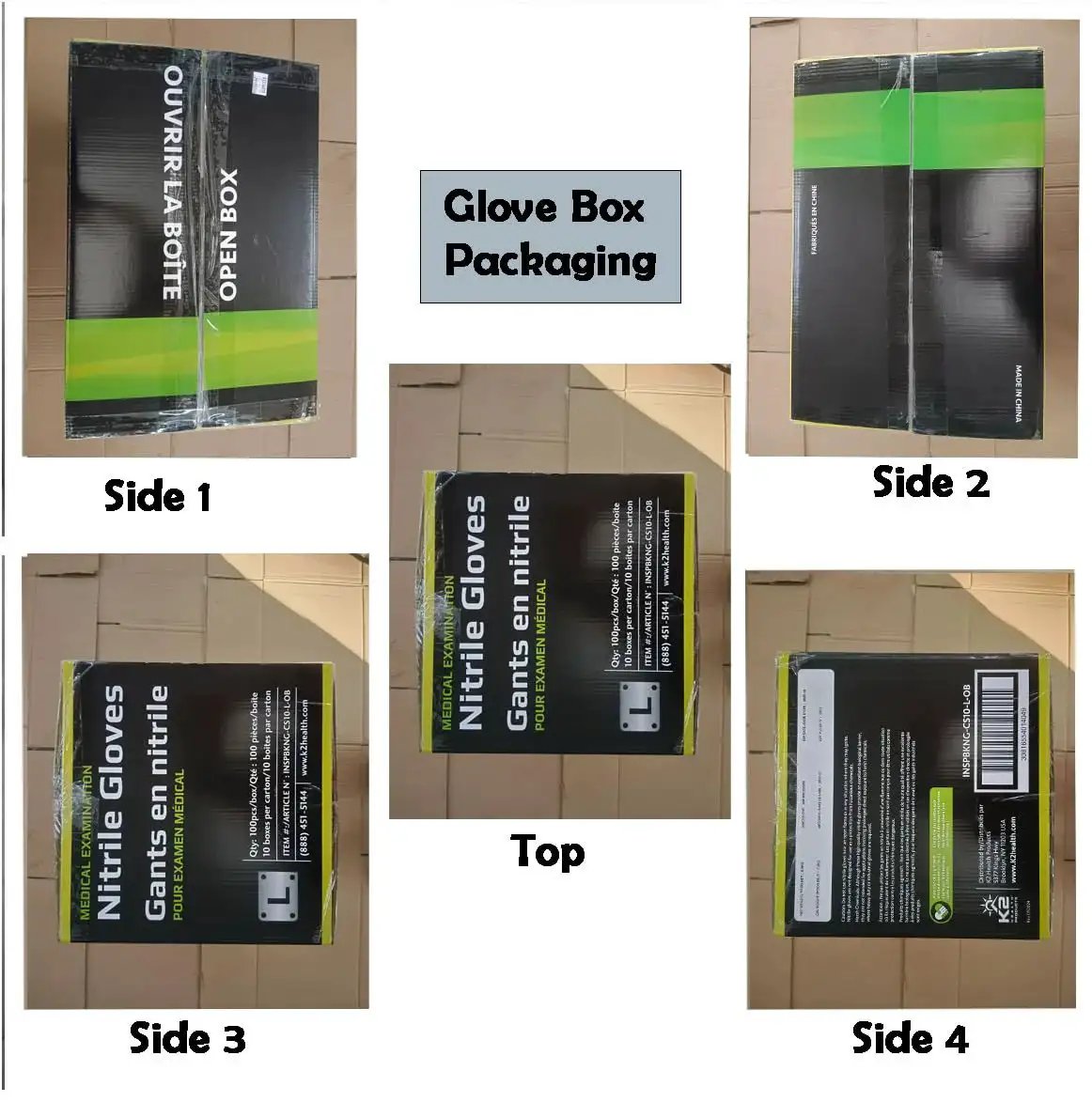 Heavy Duty 6 Mil Black Nitrile Gloves Latex Free For Industrial Food Tattoo box packaging views